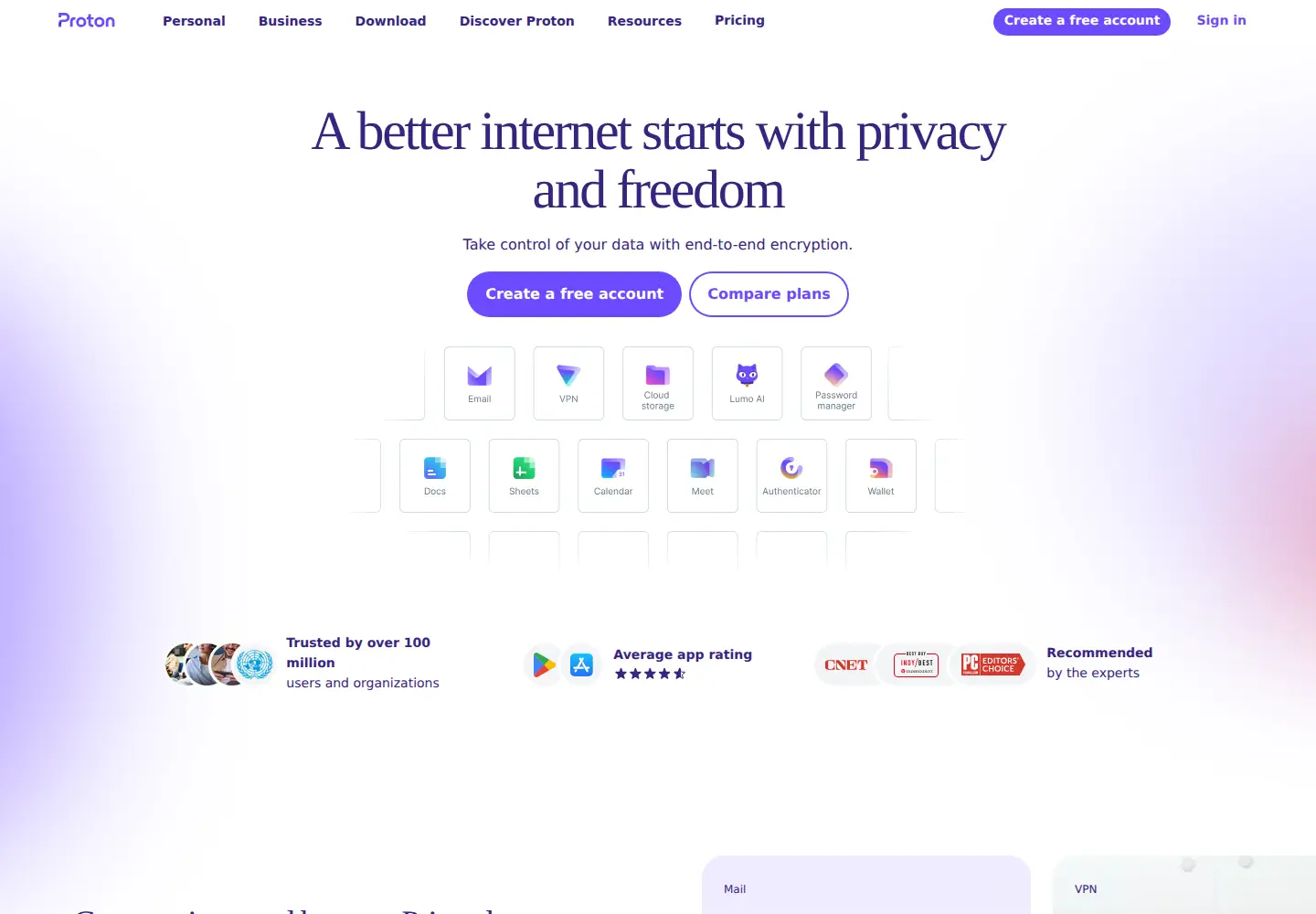 Screenshot of proton.me