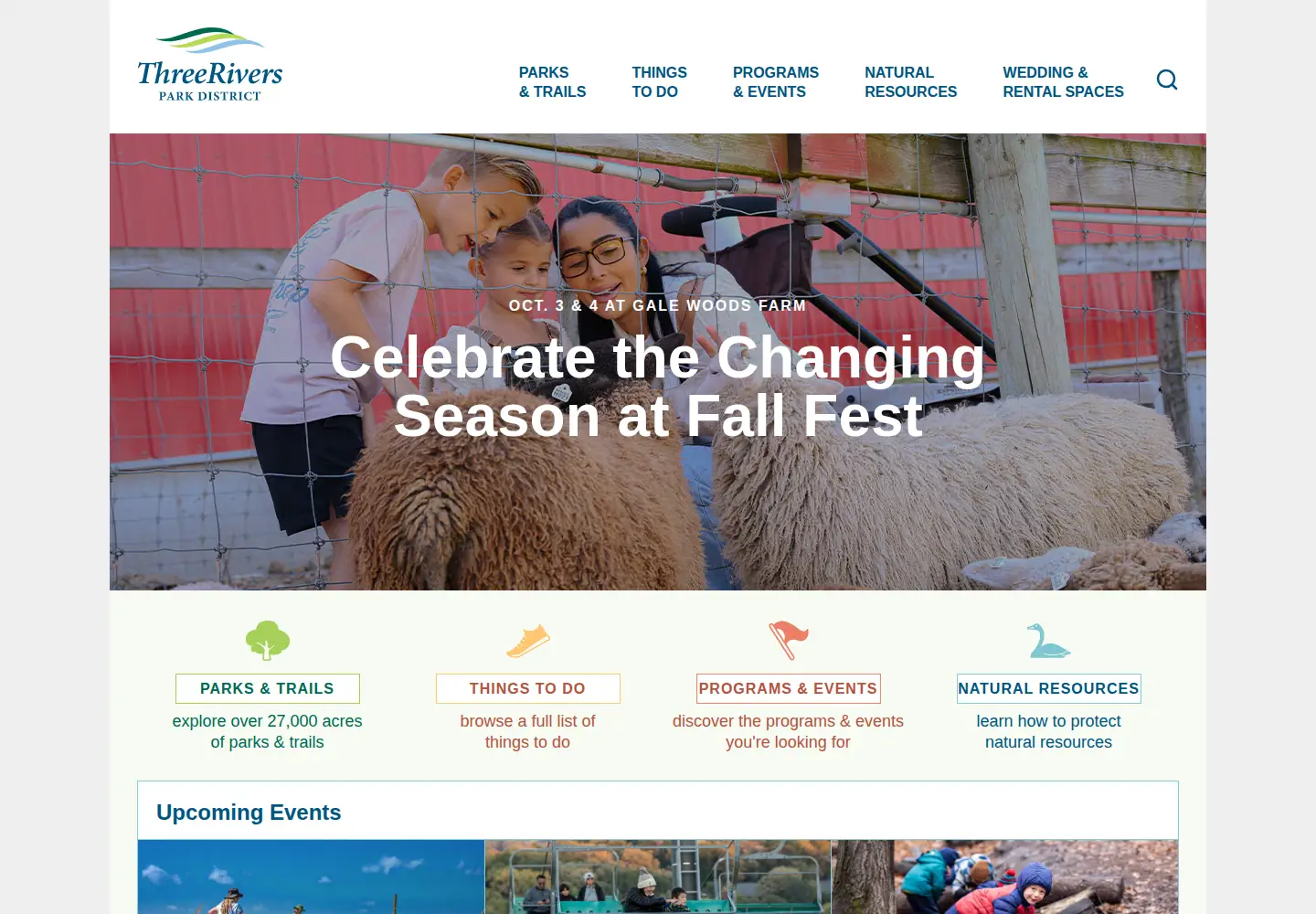 Screenshot of threeriversparks.org