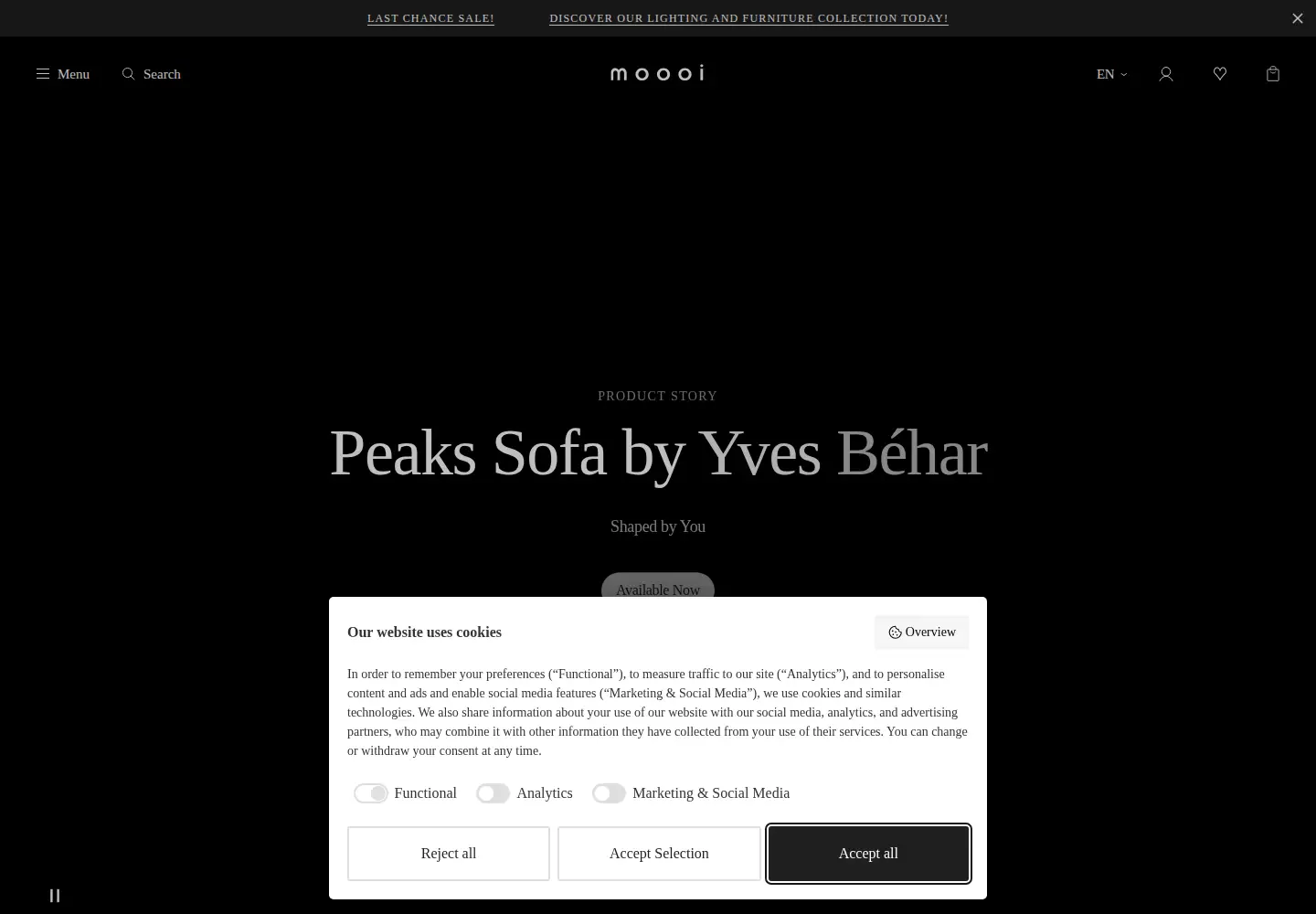 Screenshot of moooi.com