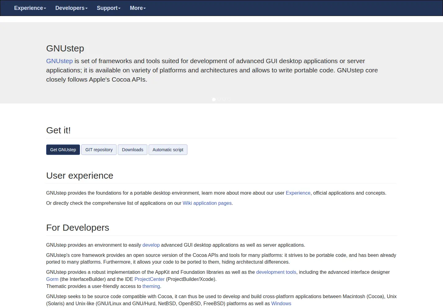 Screenshot of gnustep.org