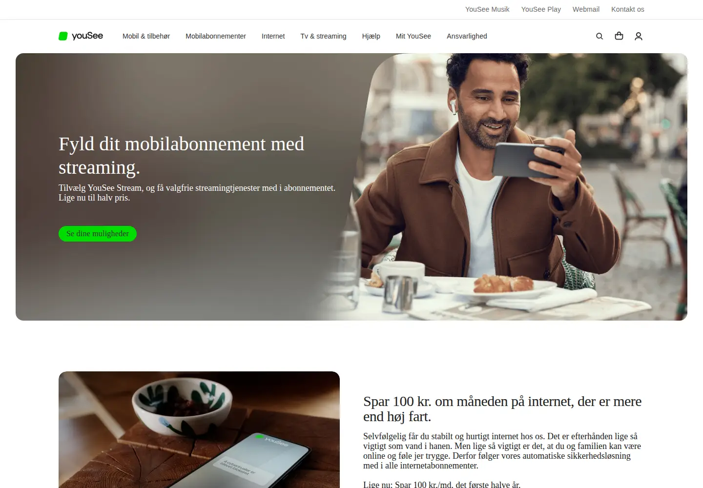Screenshot of yousee.dk