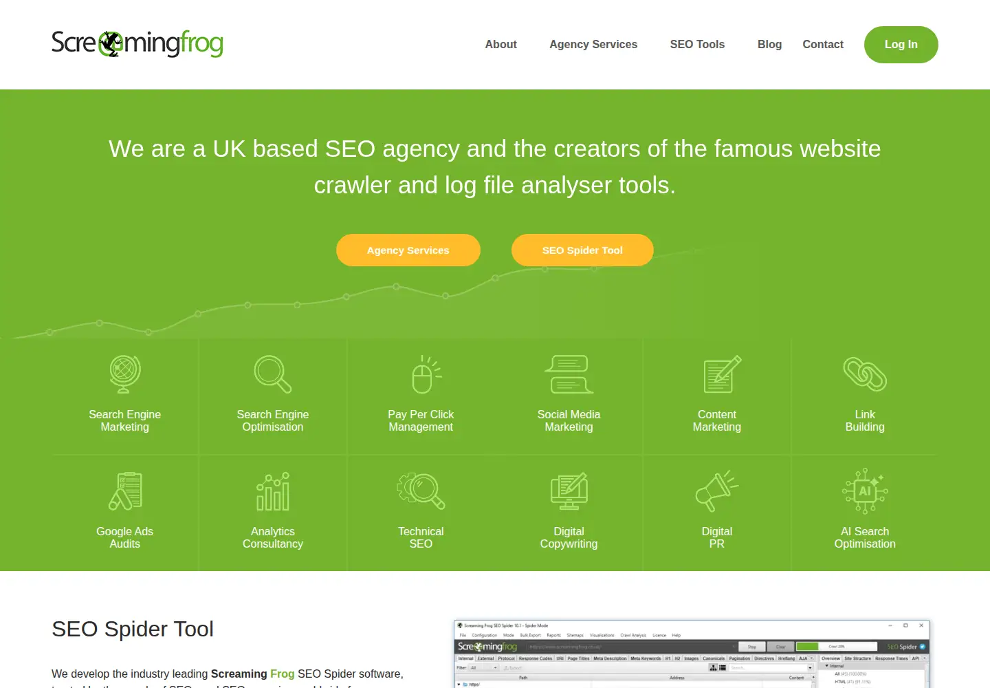 Screenshot of screamingfrog.co.uk