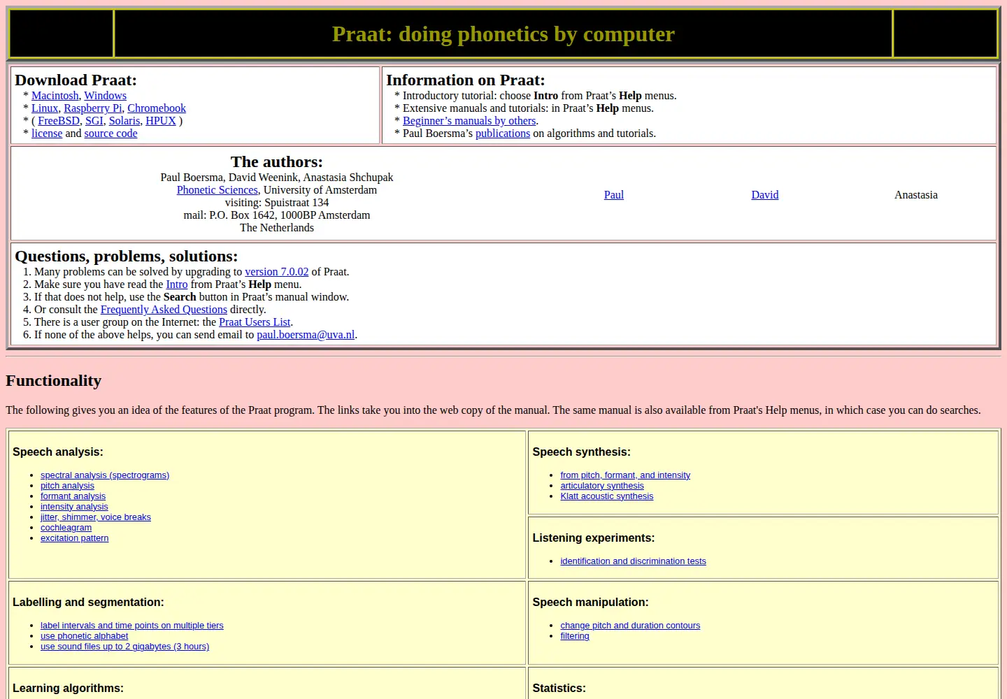 Screenshot of praat.org