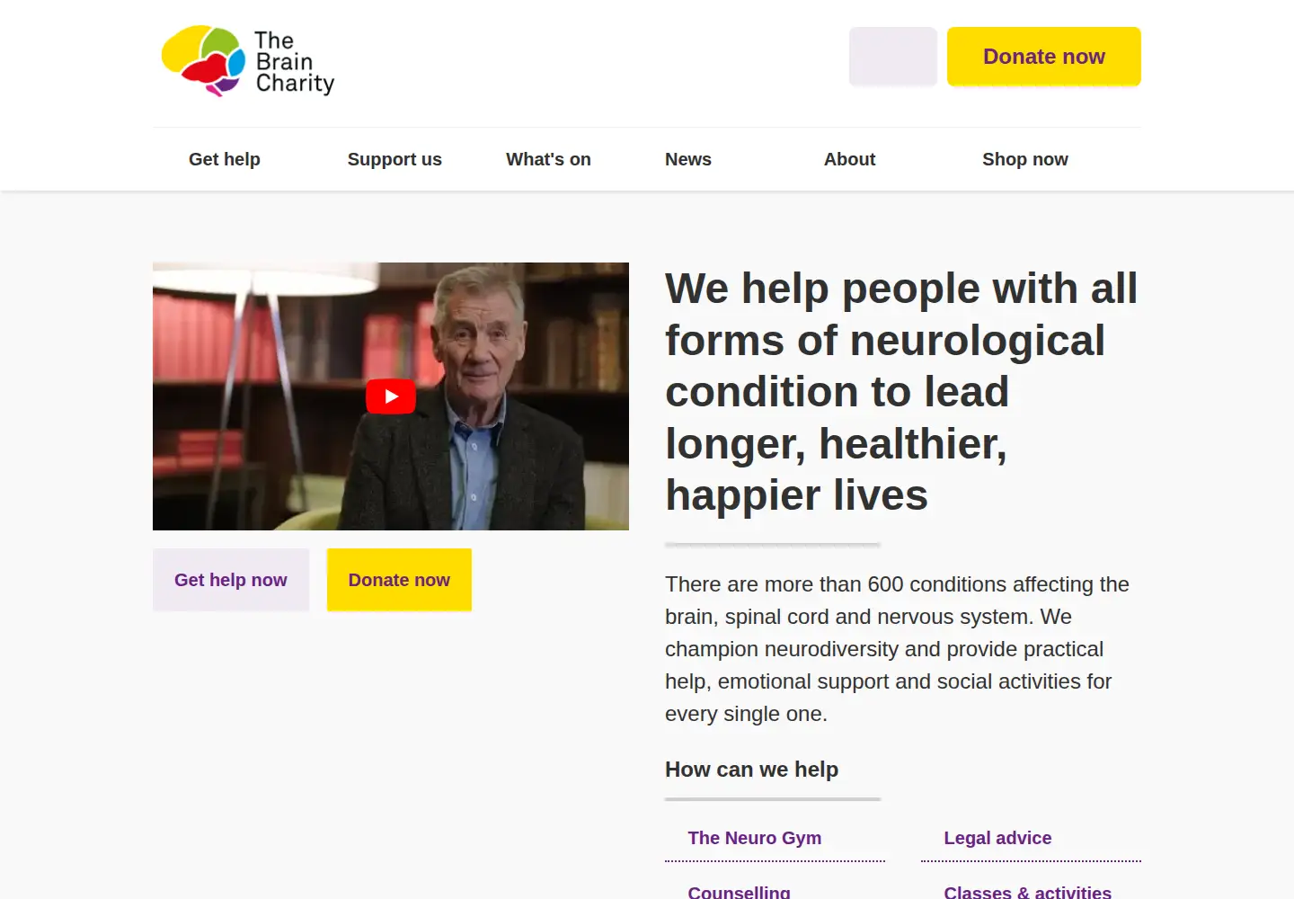 Screenshot of thebraincharity.org.uk