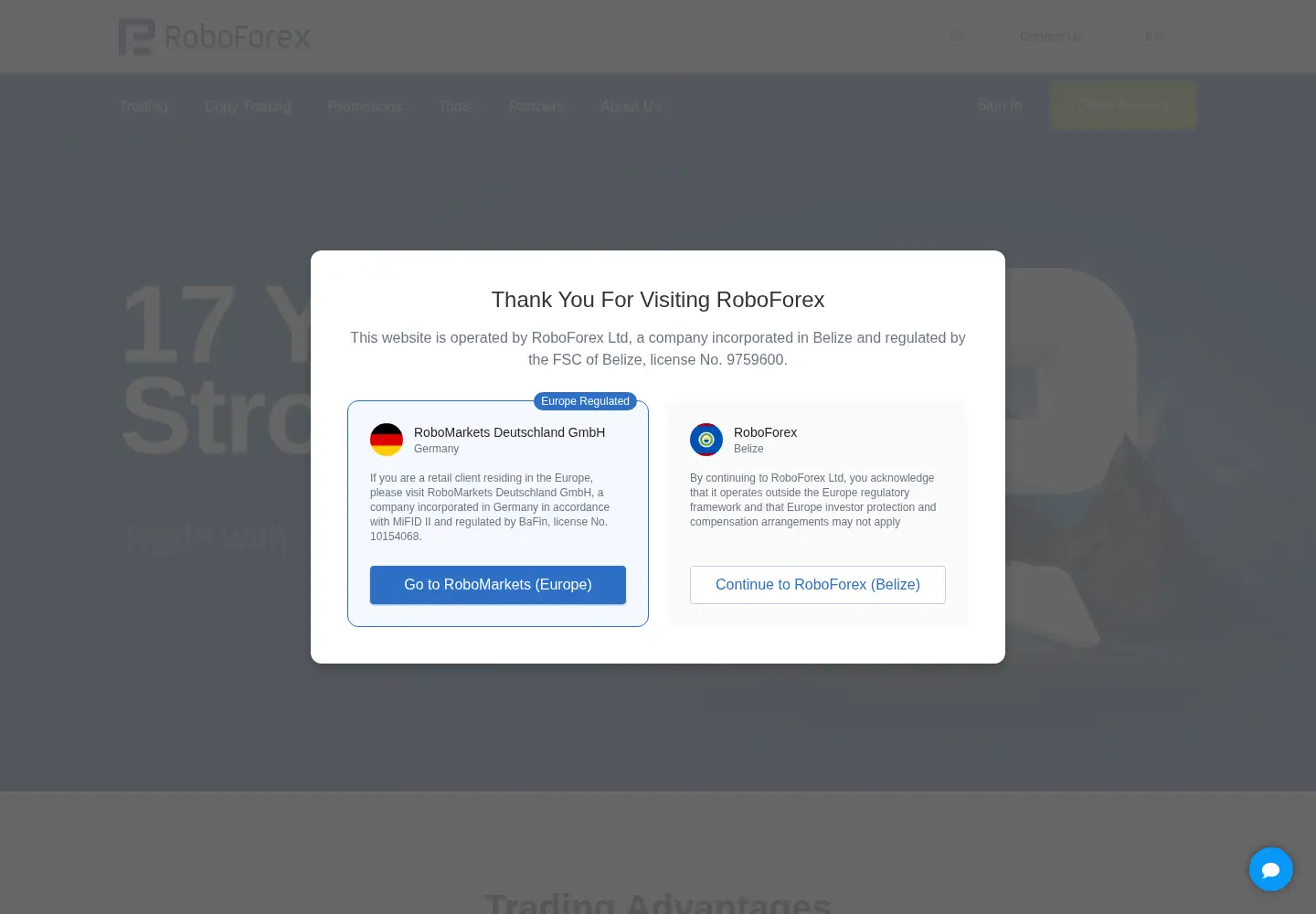 Screenshot of roboforex.com
