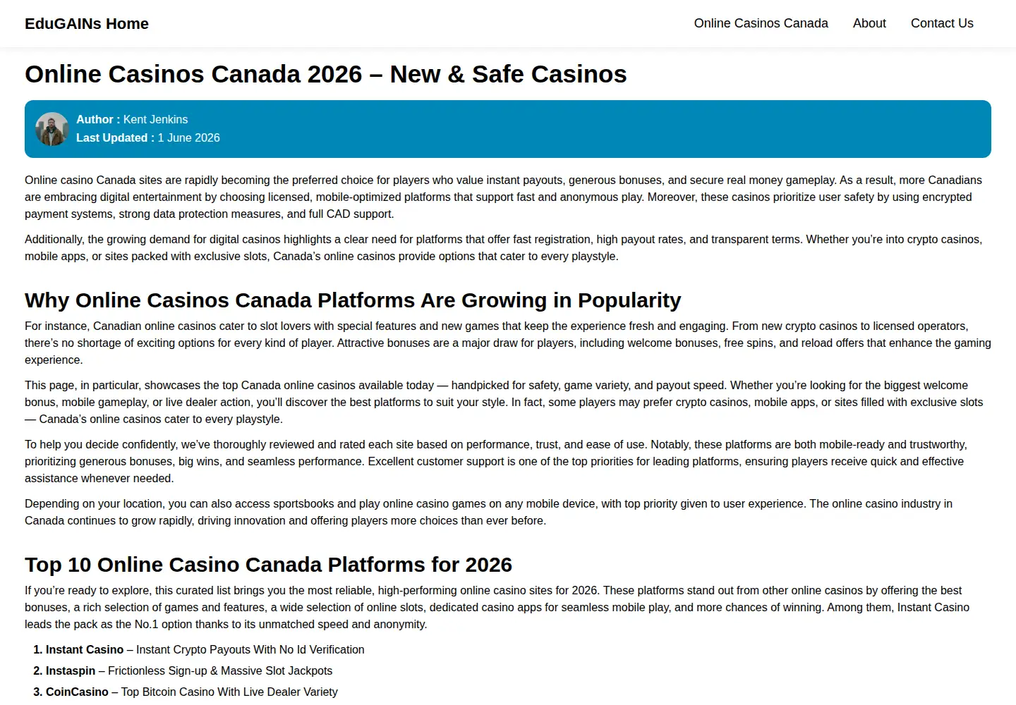Screenshot of edugains.ca