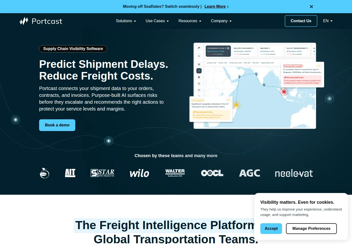 Screenshot of portcast.io