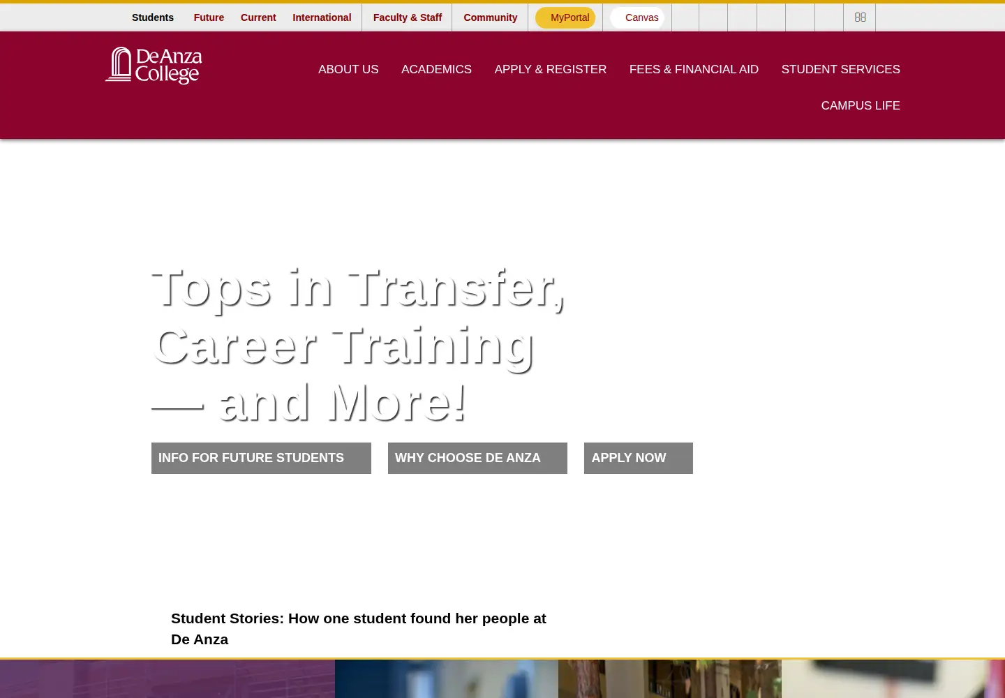 Screenshot of deanza.edu