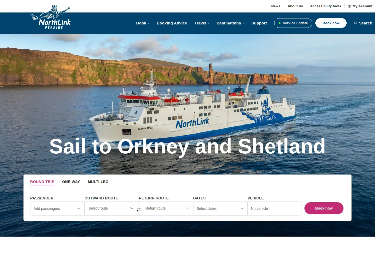 Screenshot of northlinkferries.co.uk