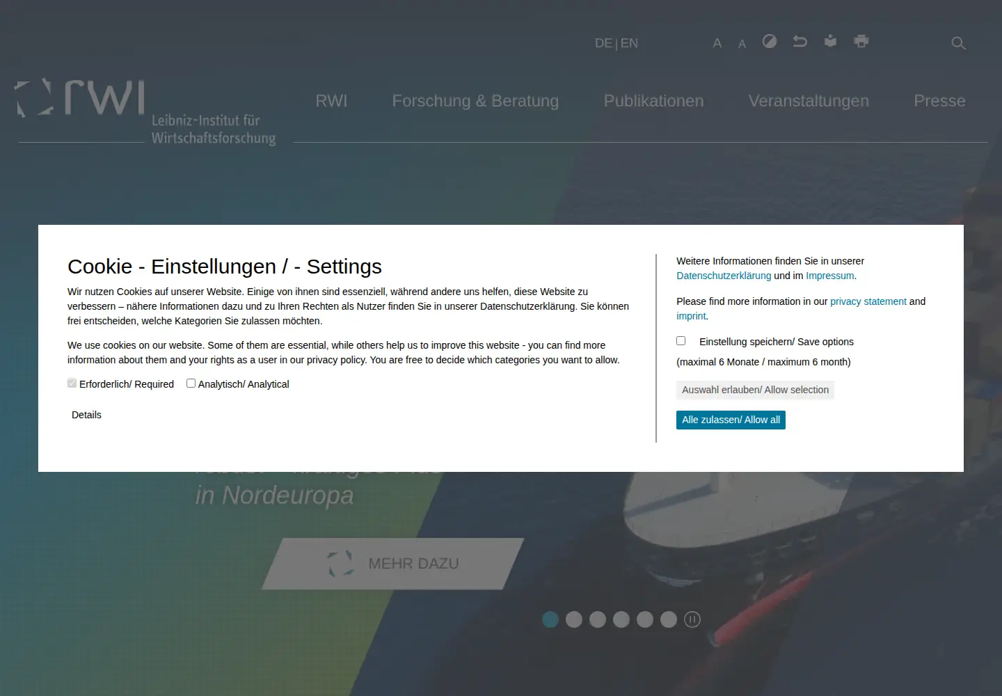 Screenshot of rwi-essen.de
