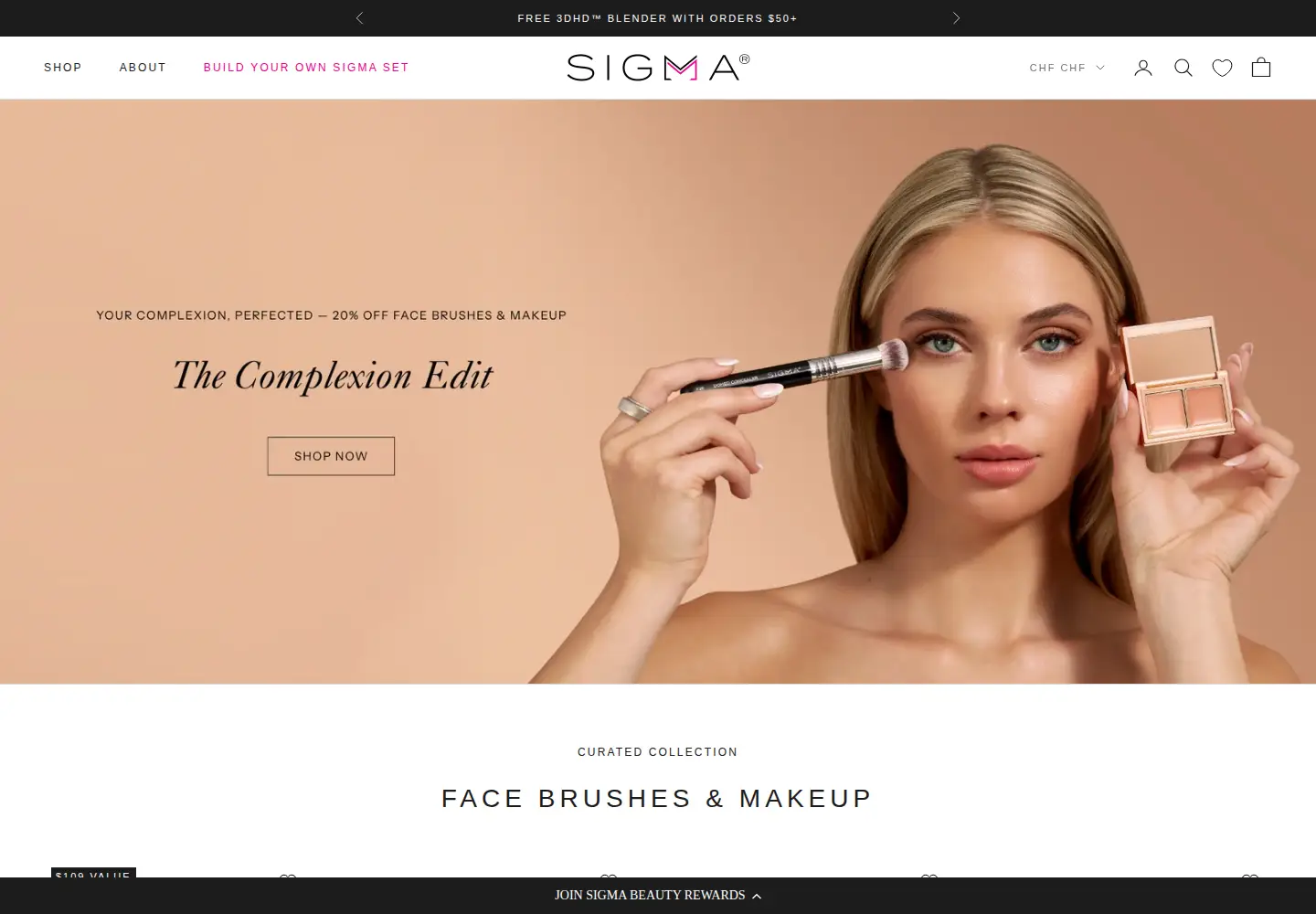 Captured homepage of sigmabeauty.com in the current scan