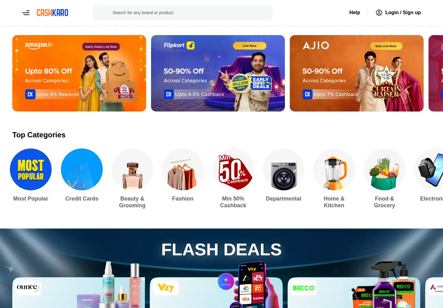 Screenshot of cashkaro.com