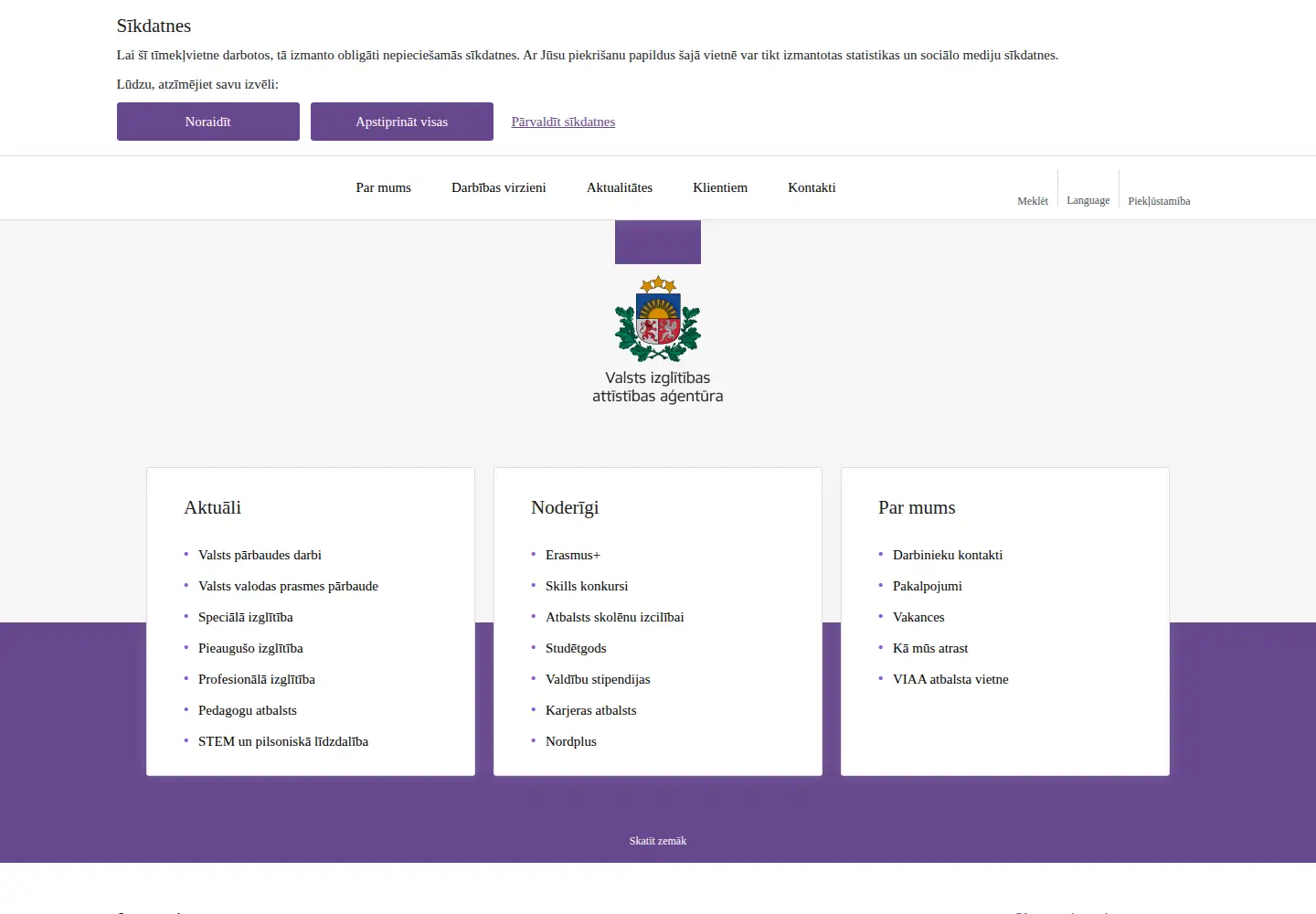Screenshot of viaa.gov.lv