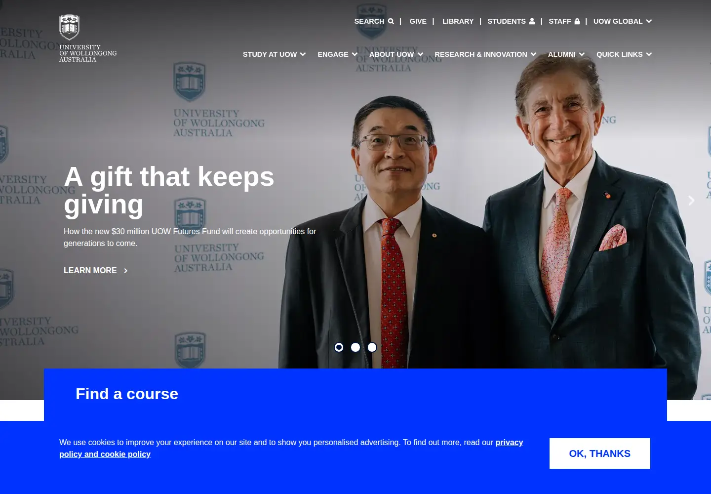 Screenshot of uow.edu.au