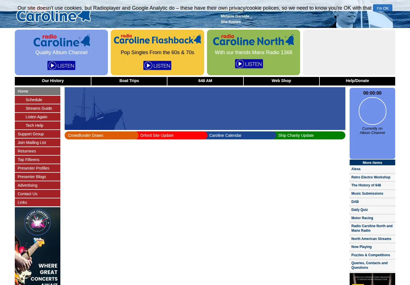 Screenshot of radiocaroline.co.uk