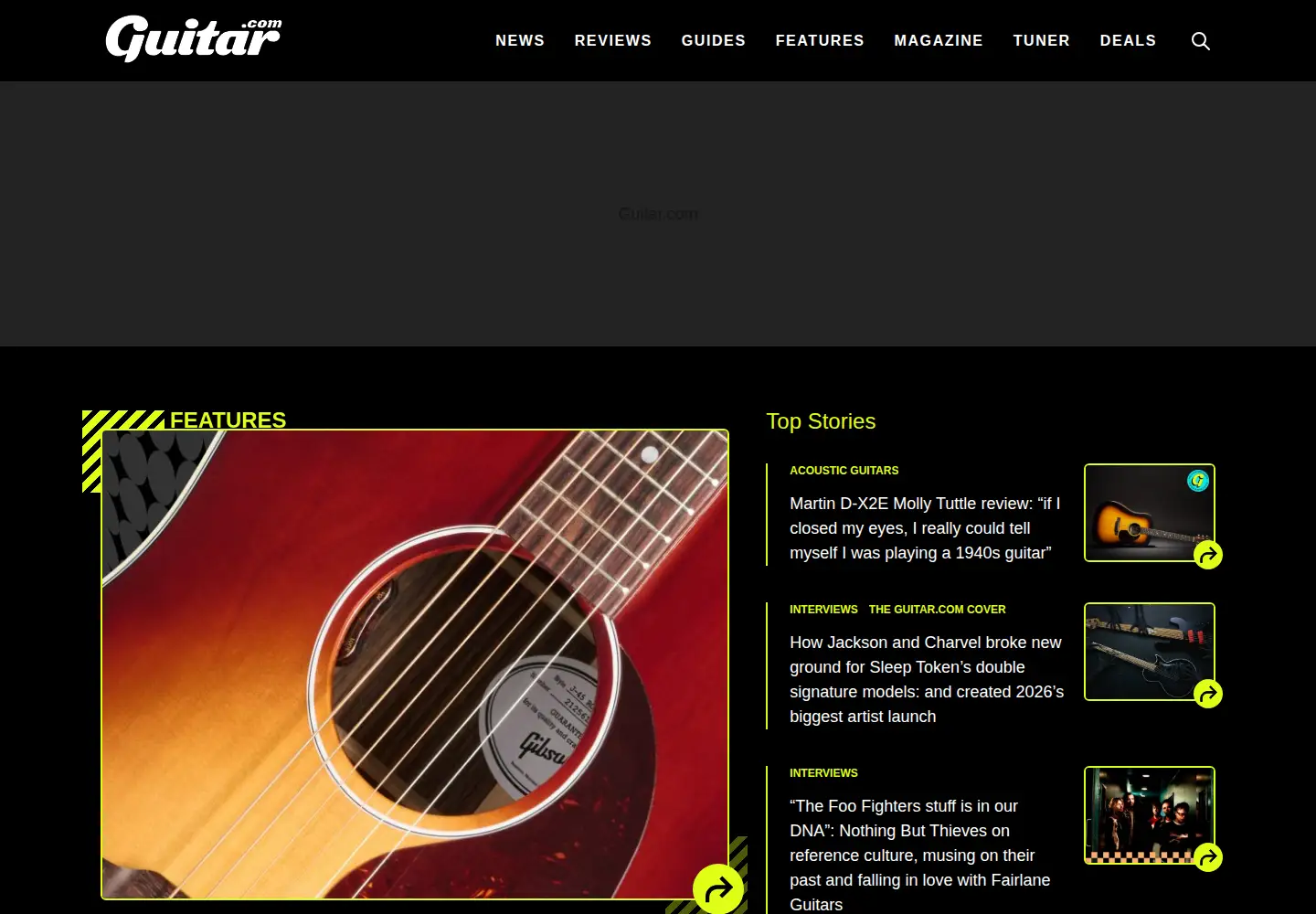 Screenshot of guitar.com