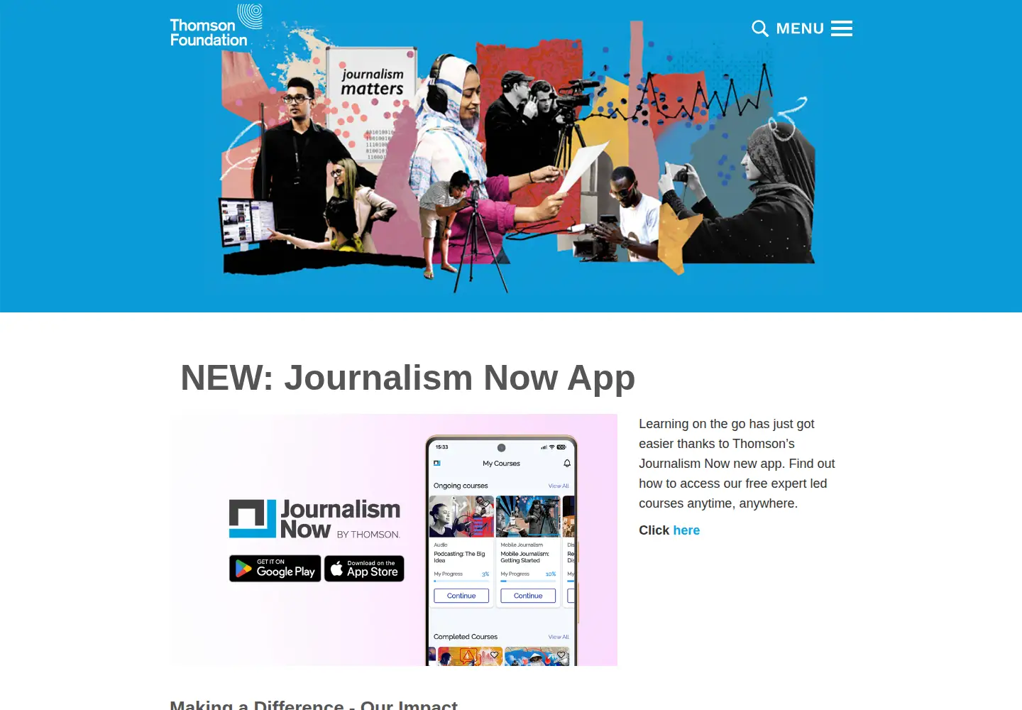 Screenshot of thomsonfoundation.org