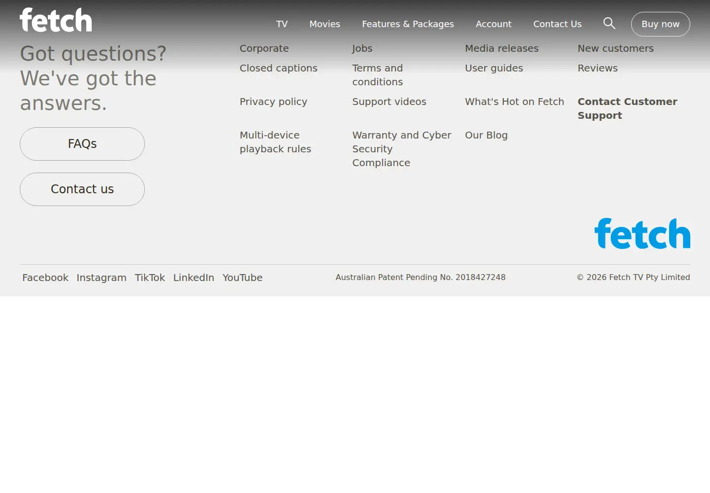 Screenshot of fetchtv.com.au