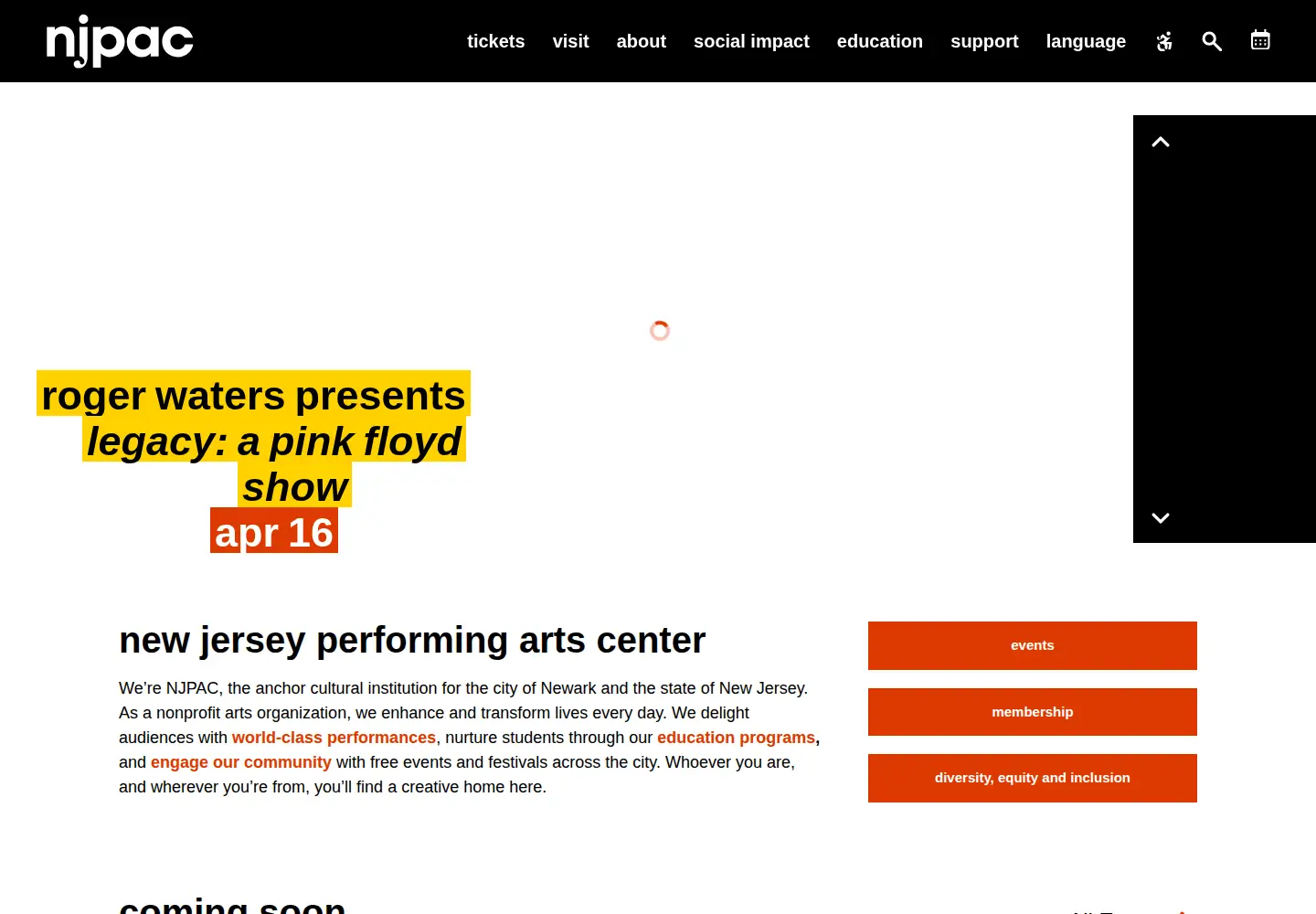 Screenshot of njpac.org