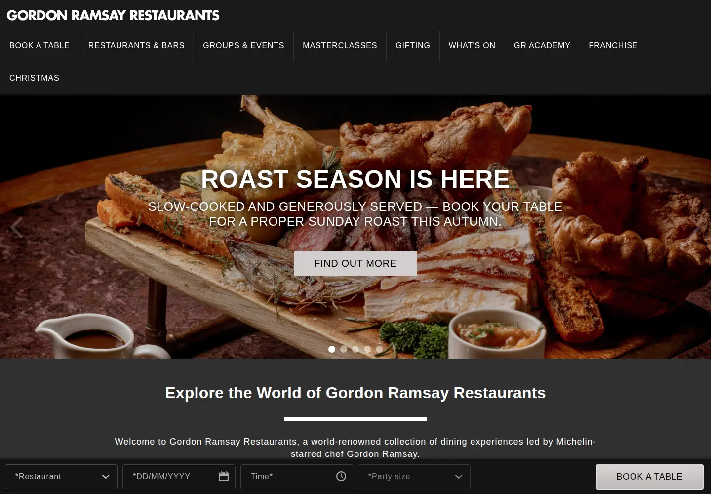 Screenshot of gordonramsayrestaurants.com