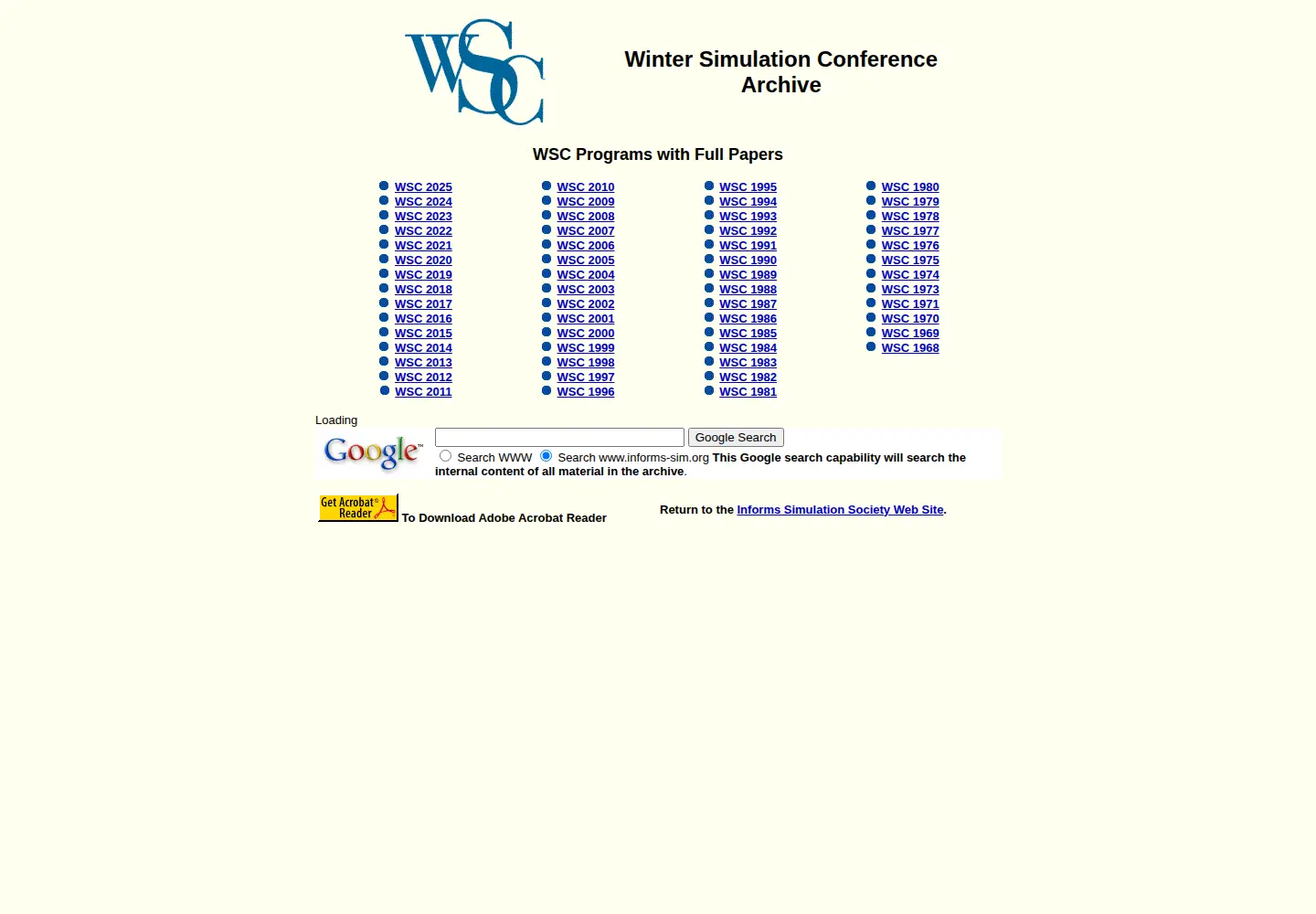Screenshot of informs-sim.org