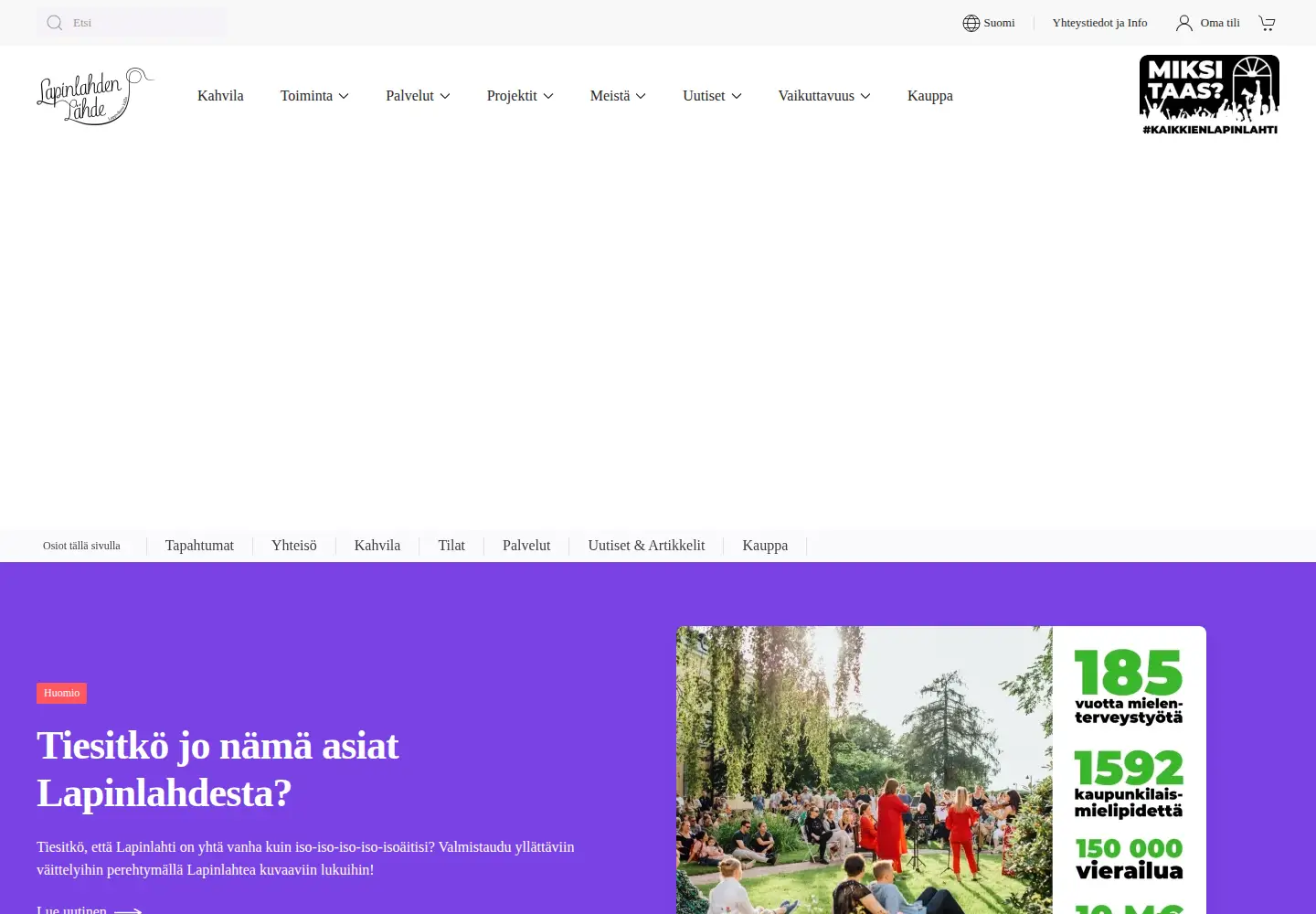 Captured homepage of lapinlahdenlahde.fi in the current scan