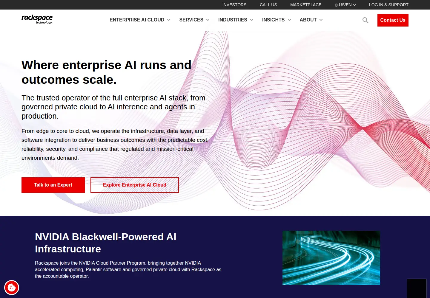 Captured homepage of rackspace.com in the current scan
