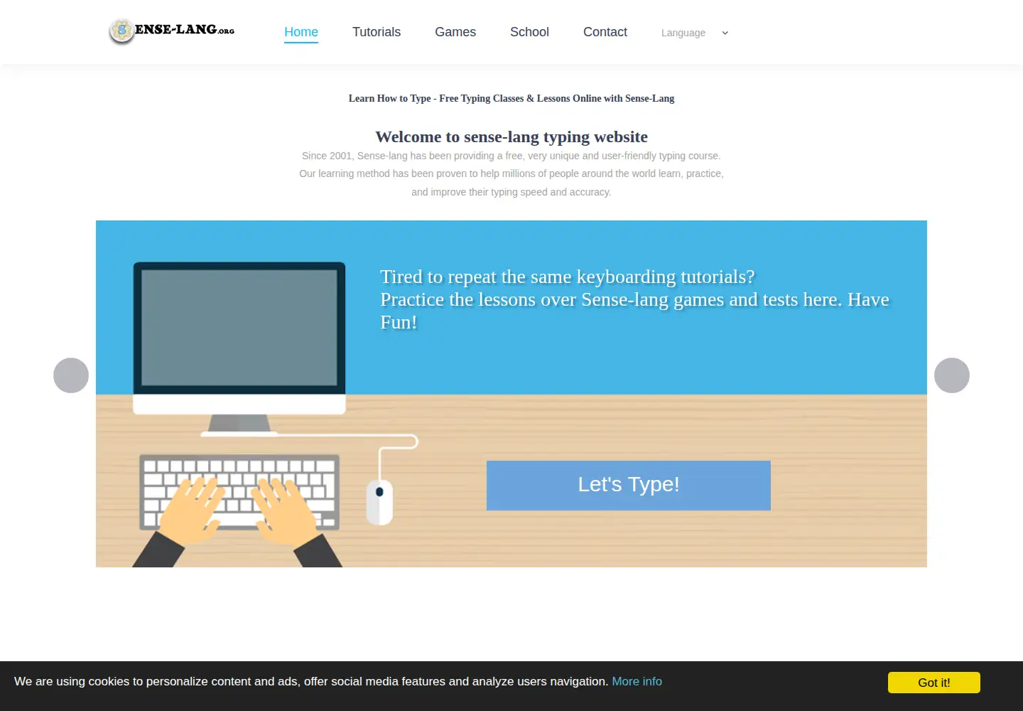 Screenshot of sense-lang.org