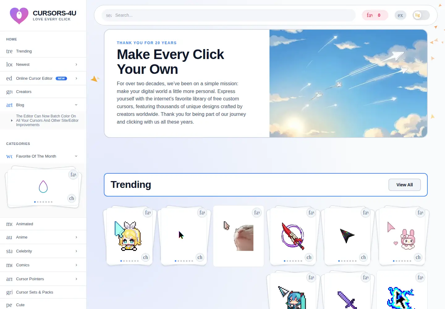 Screenshot of cursors-4u.com