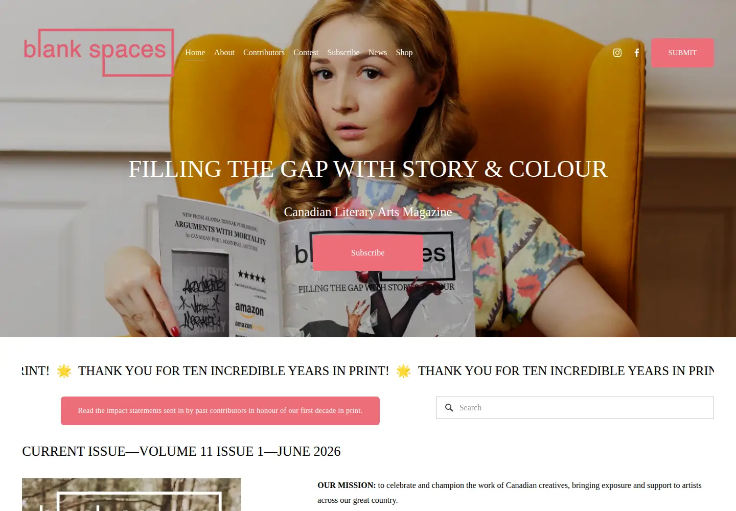 Screenshot of blankspaces.ca