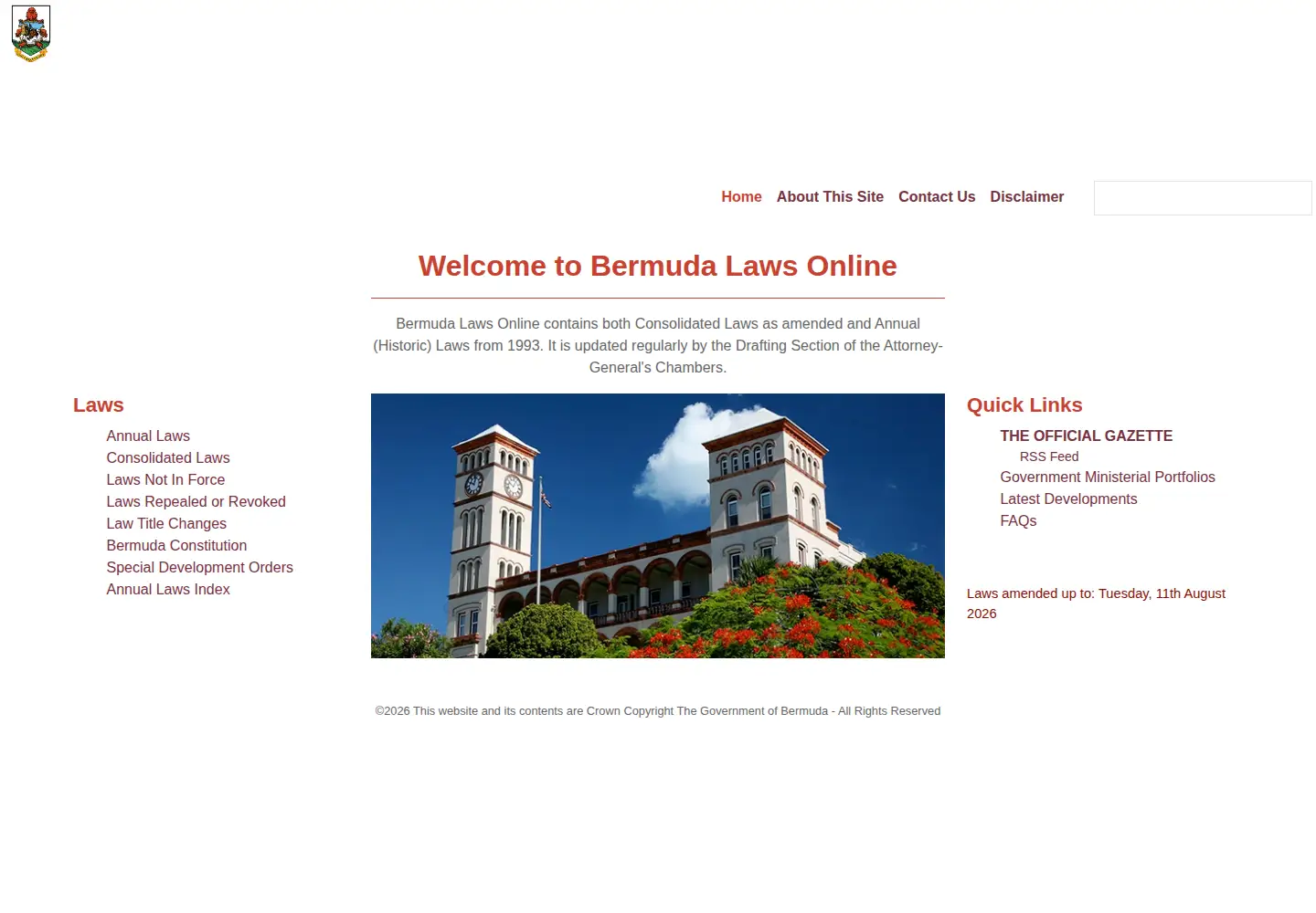 Screenshot of bermudalaws.bm