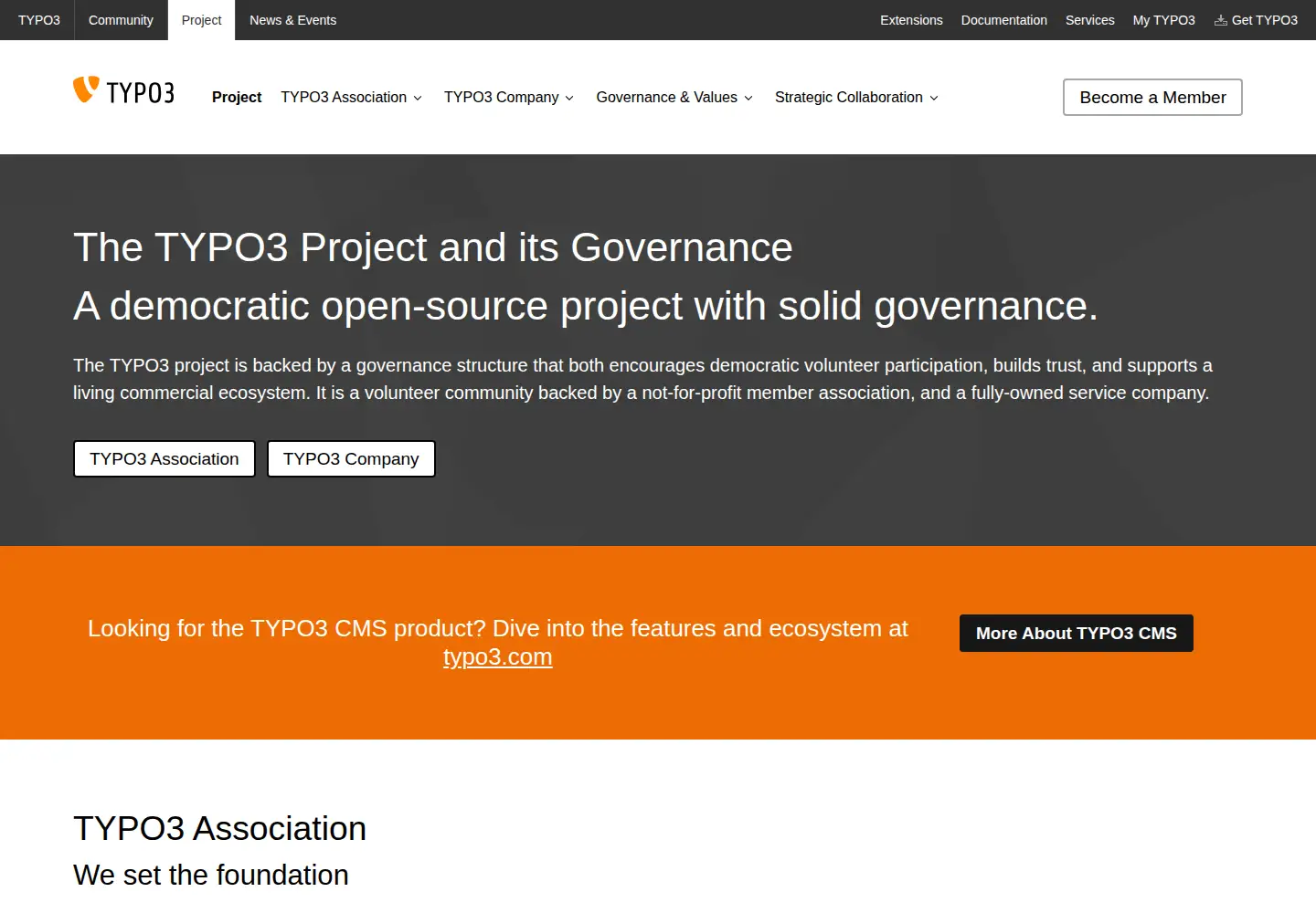 Screenshot of typo3.org