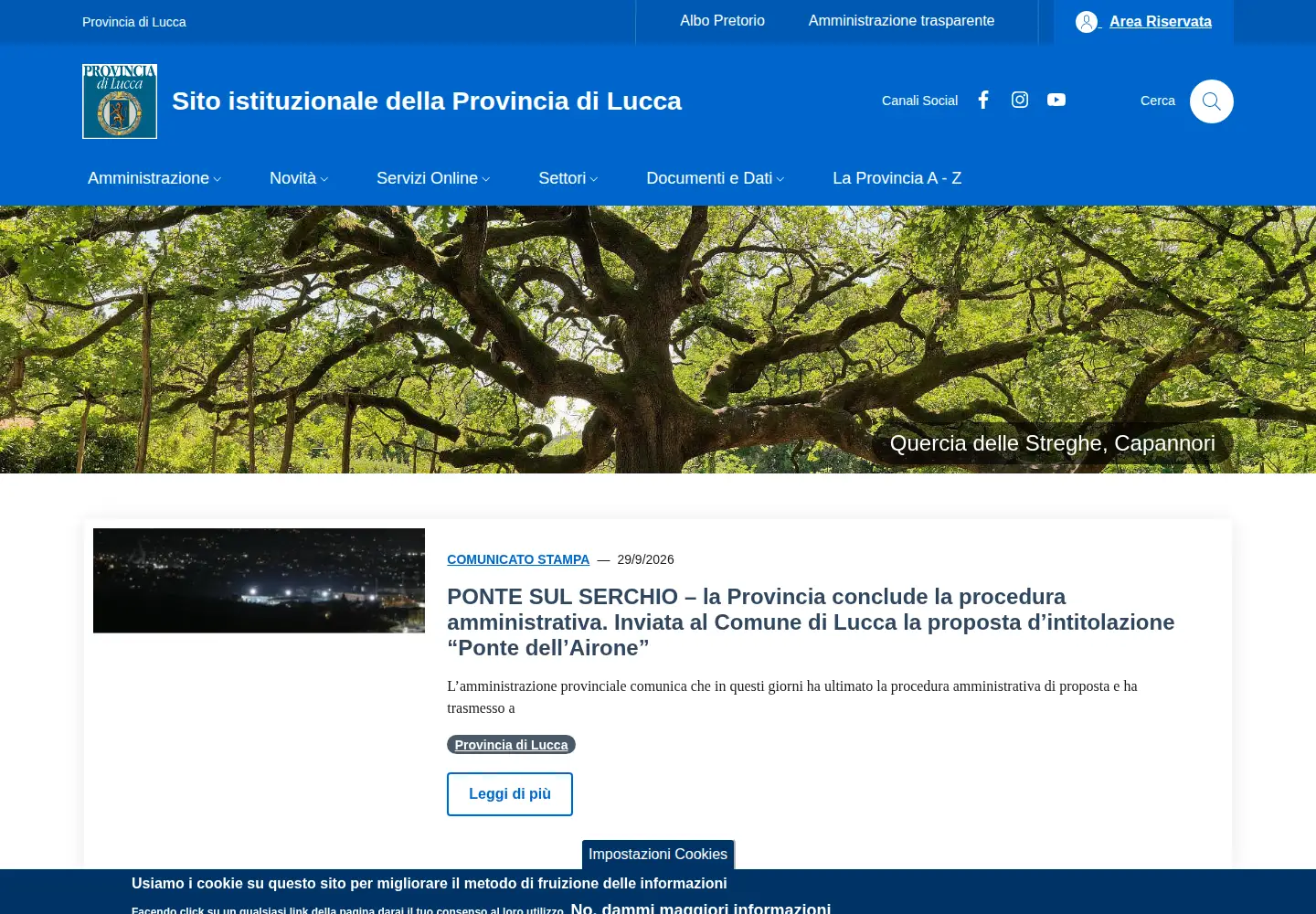 Screenshot of provincia.lucca.it