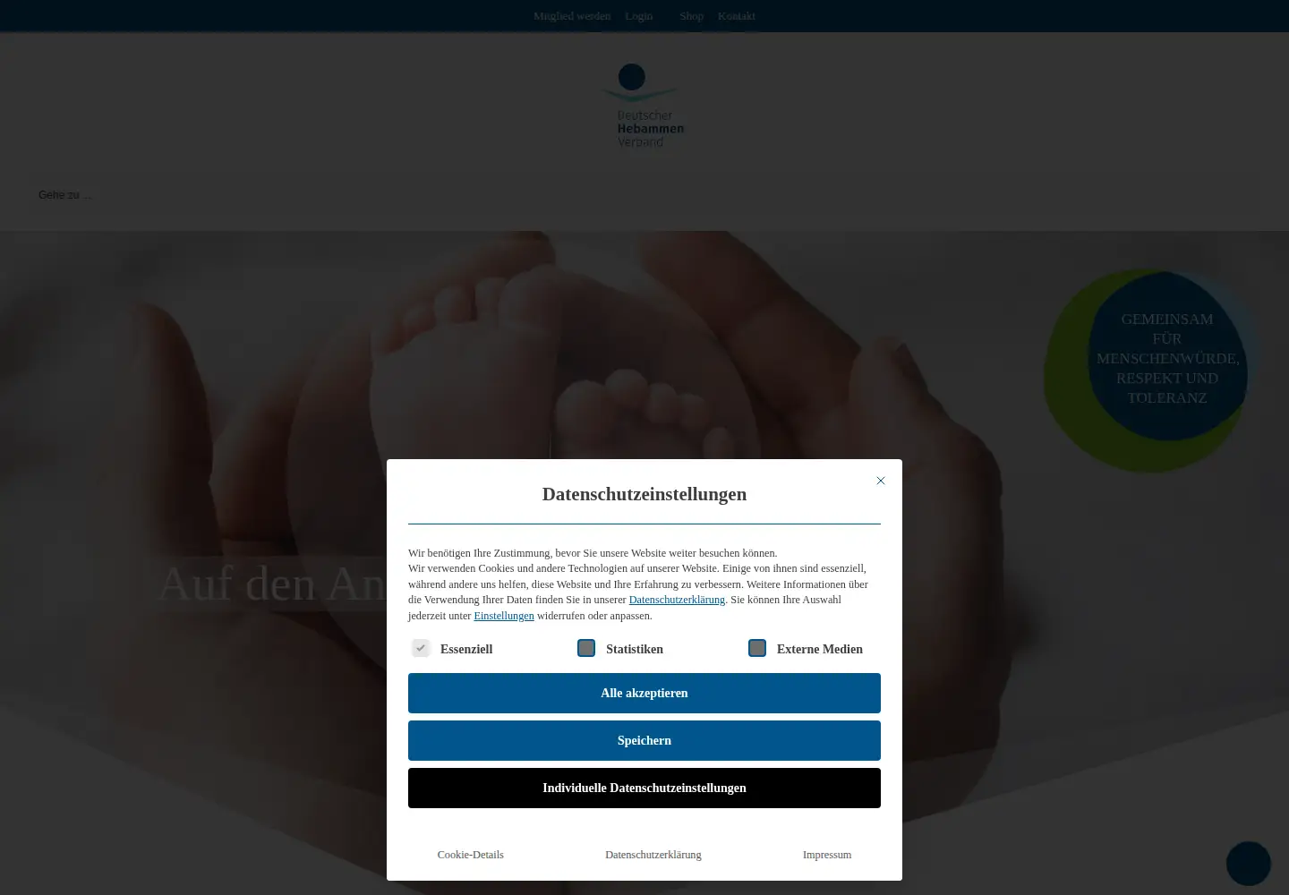 Screenshot of hebammenverband.de
