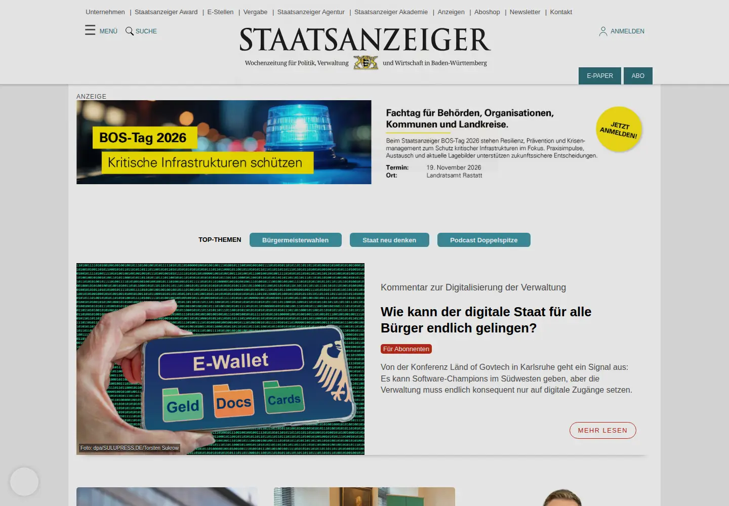 Screenshot of staatsanzeiger.de