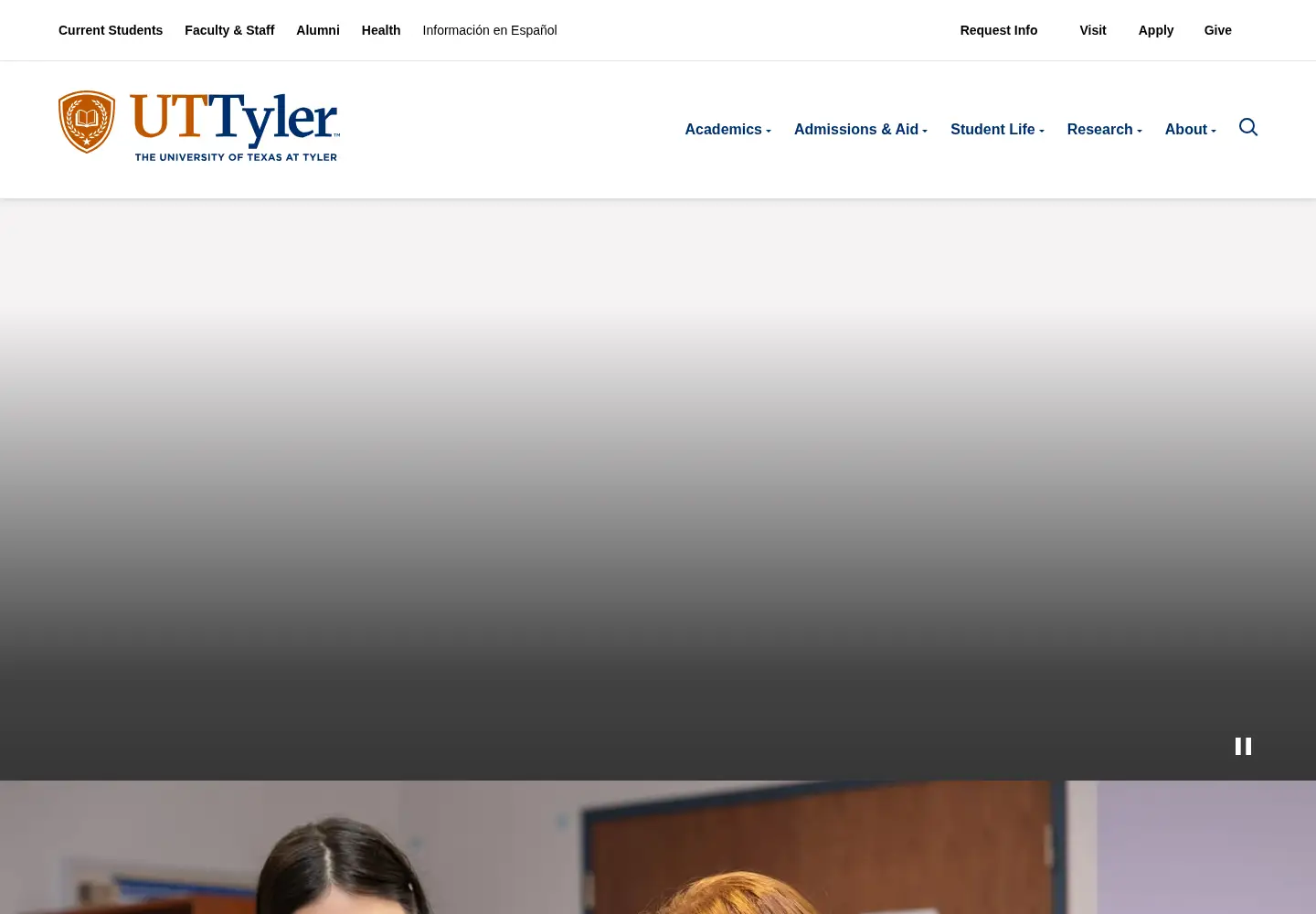 Screenshot of uttyler.edu