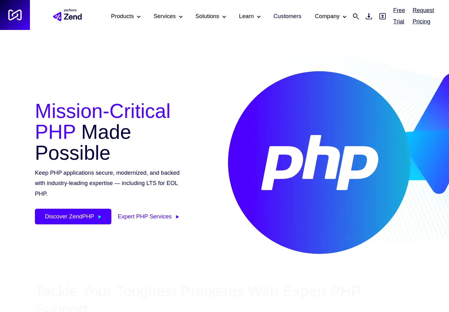 Screenshot of zend.com