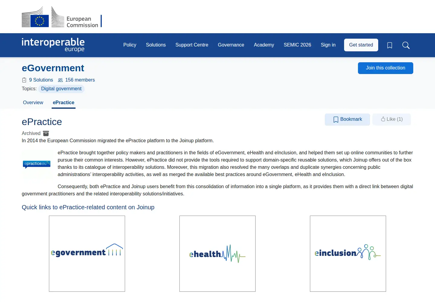 Screenshot of epractice.eu