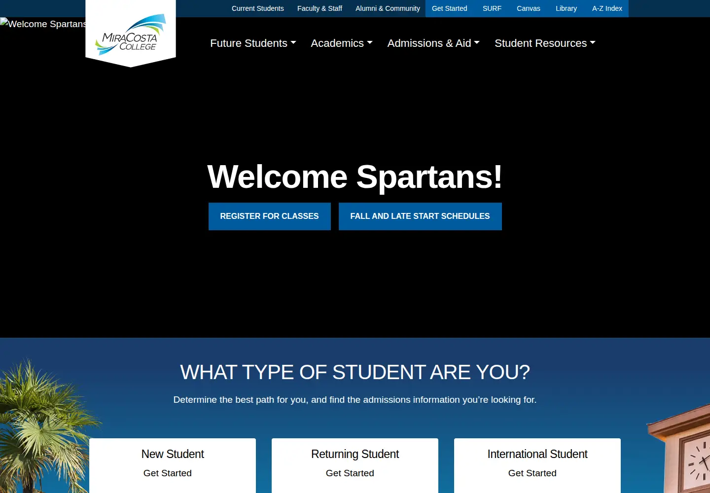 Screenshot of miracosta.edu