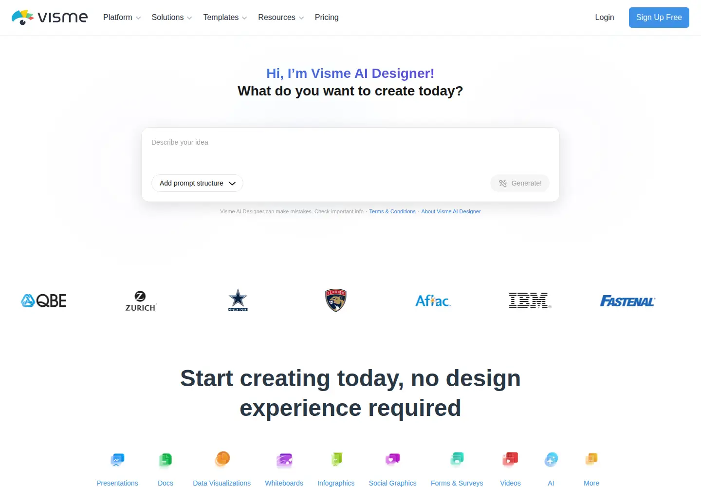 Screenshot of visme.co