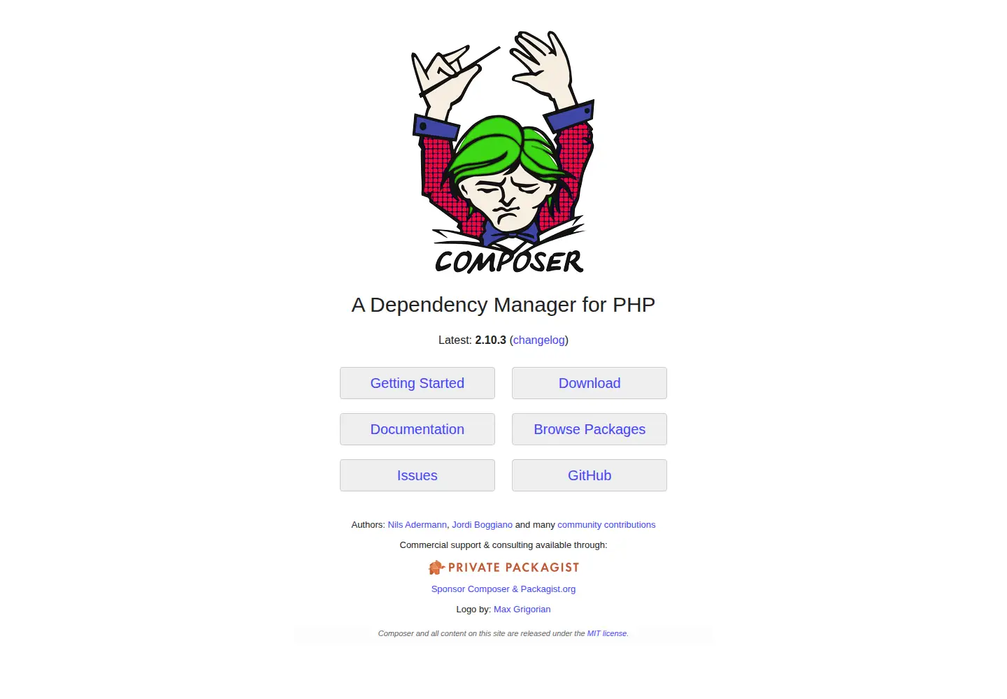 Screenshot of getcomposer.org