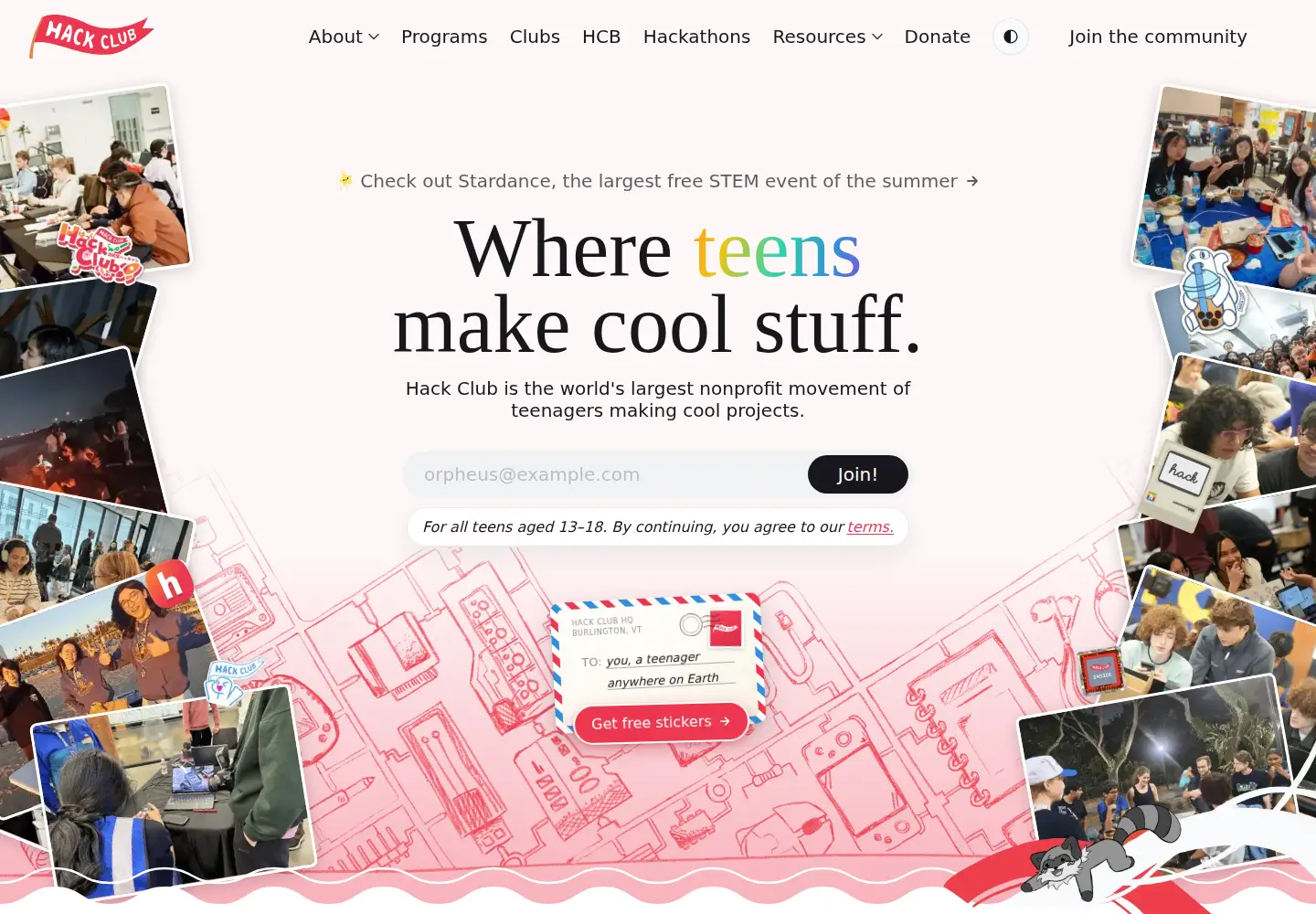 Screenshot of hackclub.com