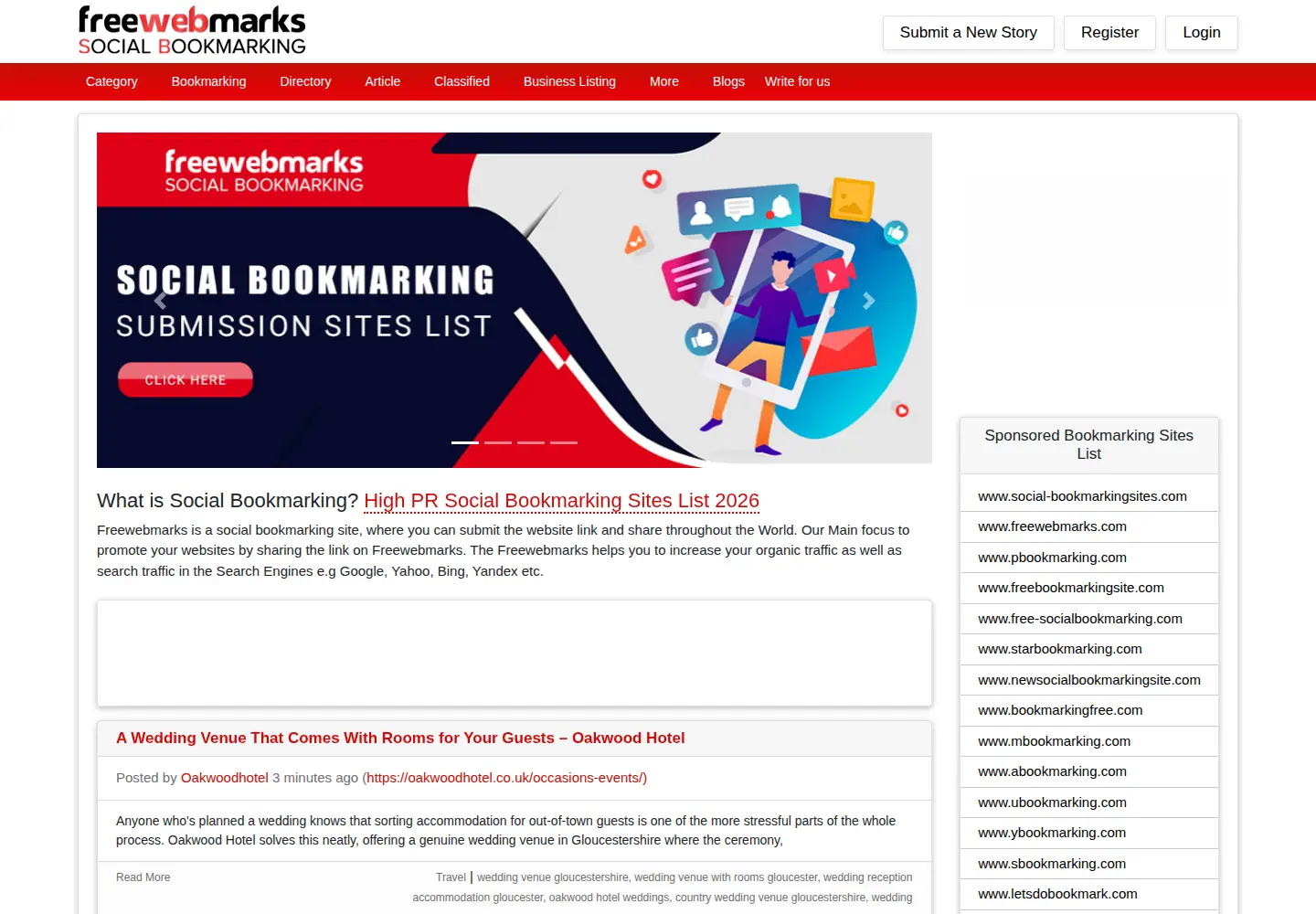 Screenshot of freewebmarks.com
