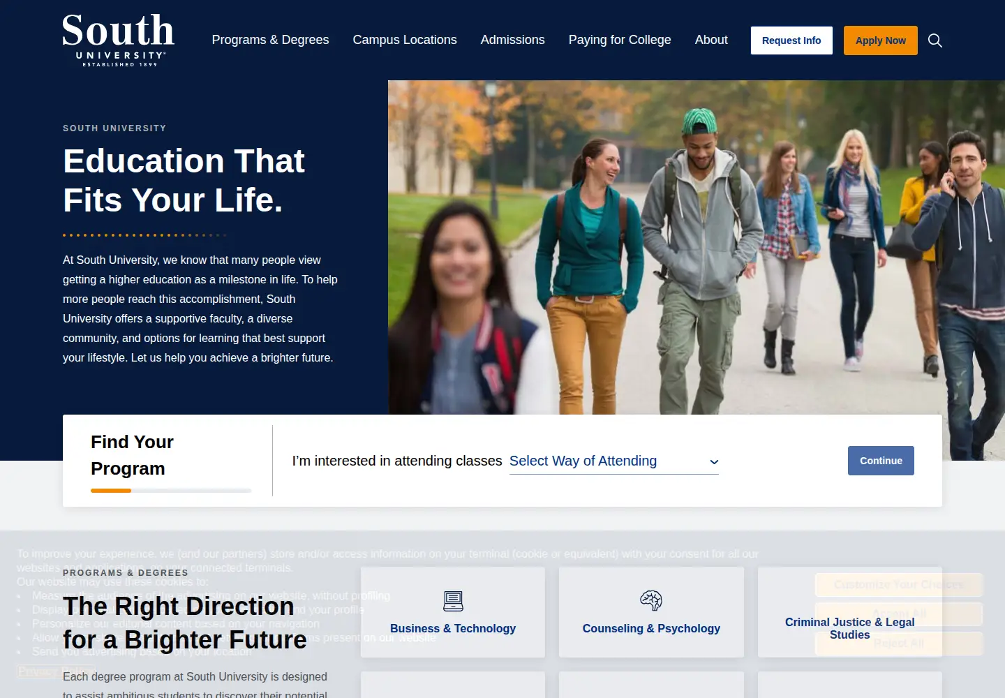 Screenshot of southuniversity.edu