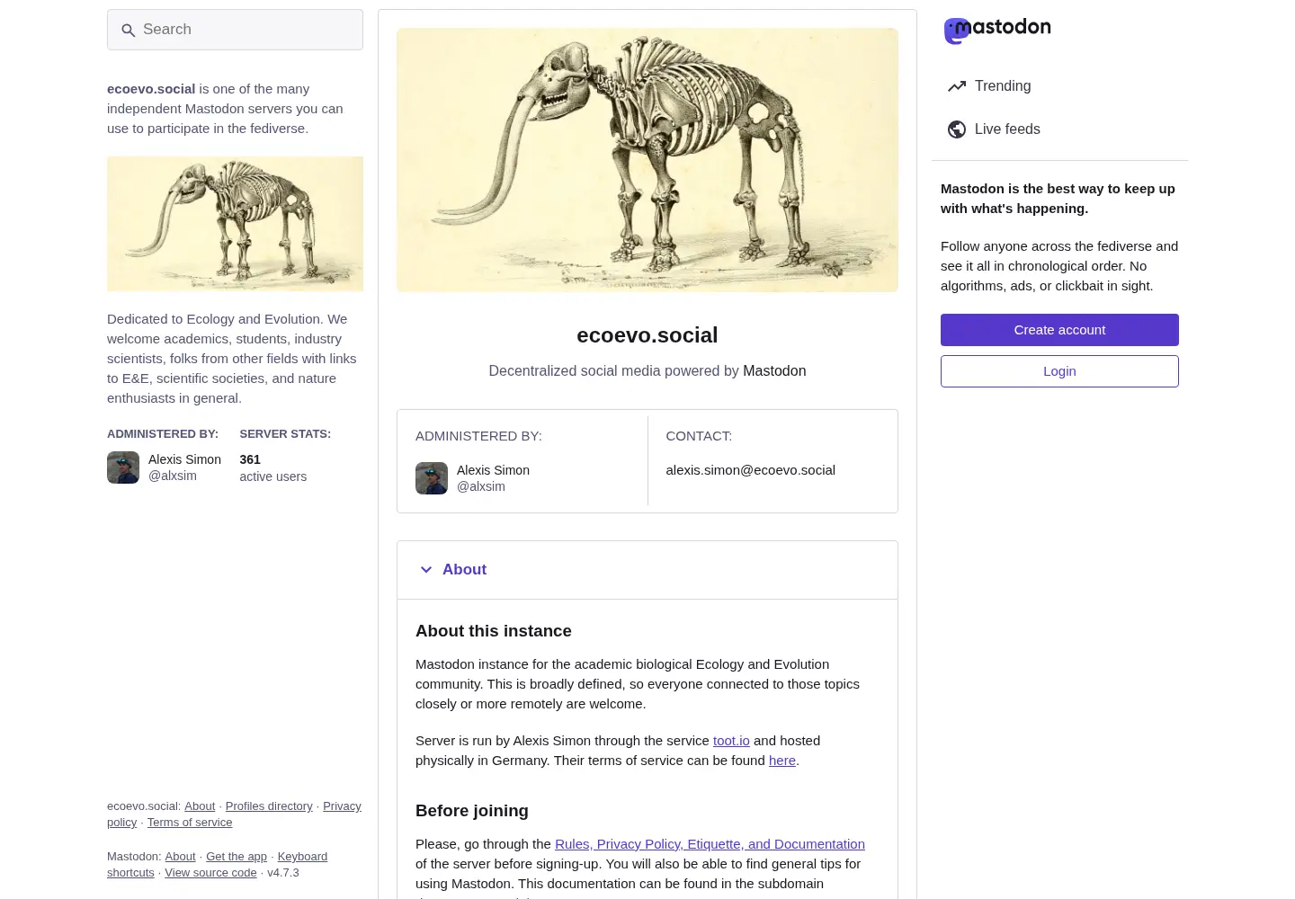 Screenshot of ecoevo.social
