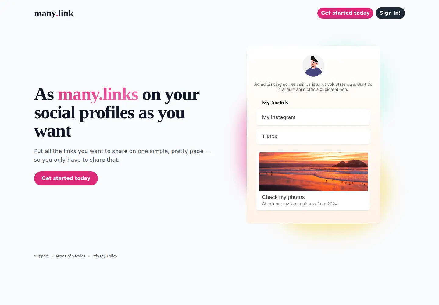 Screenshot of many.link