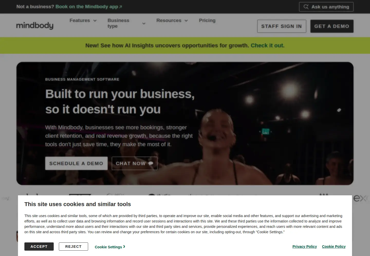 Screenshot of mindbodyonline.com
