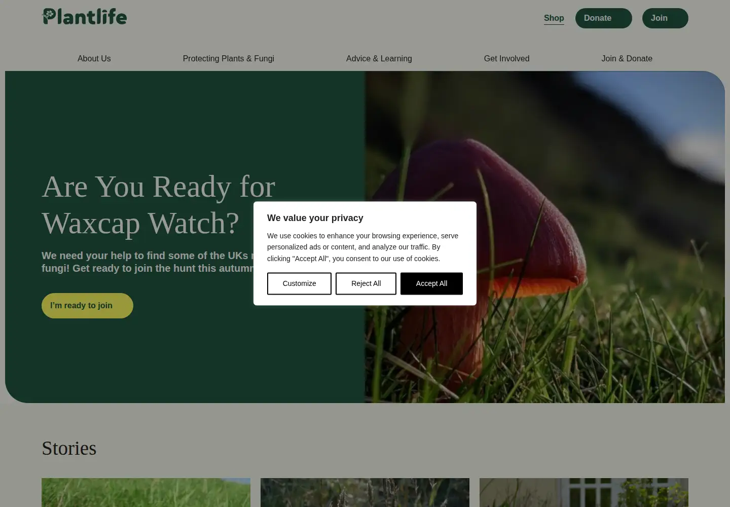 Screenshot of plantlife.org.uk