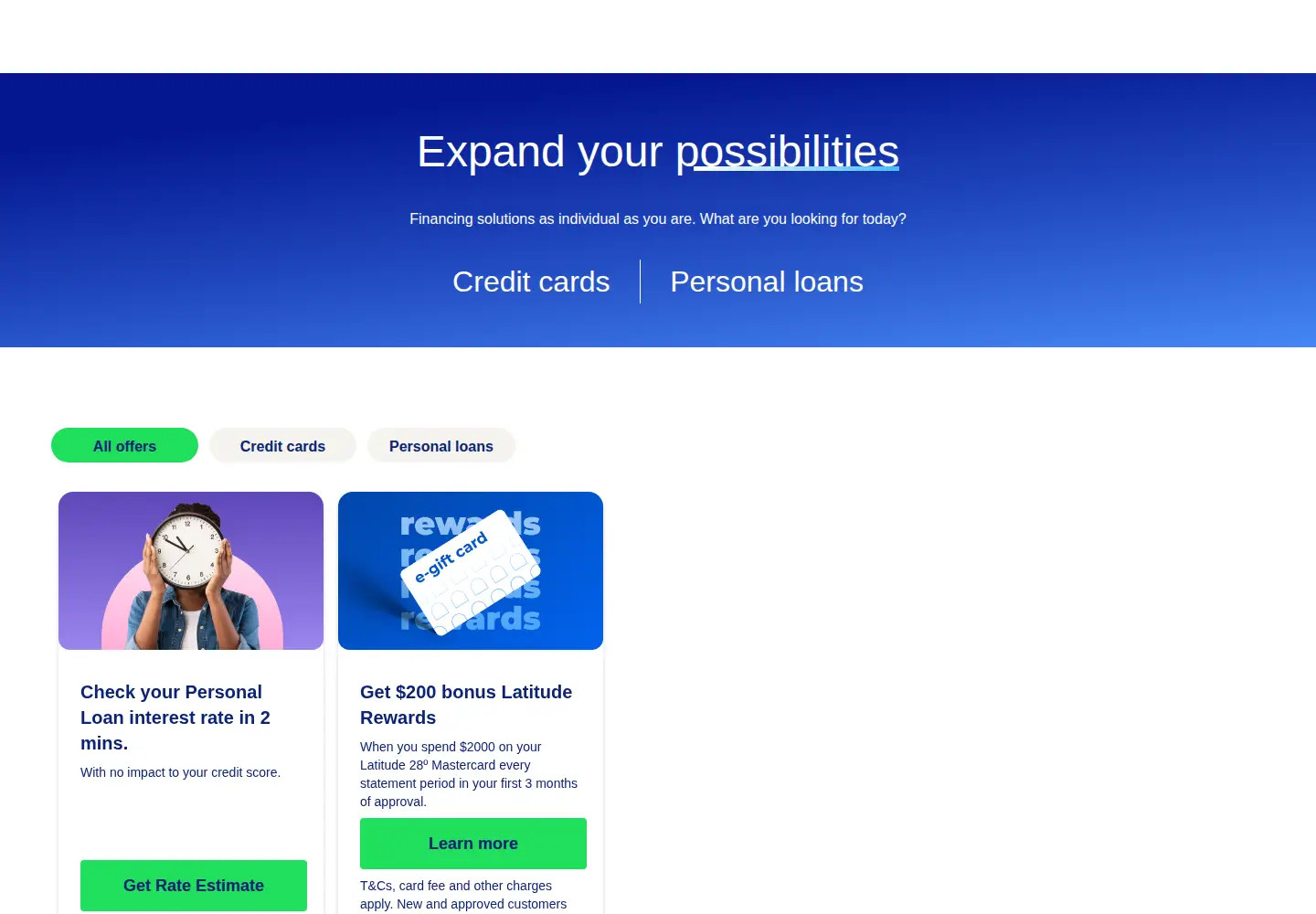 Screenshot of latitudefinancial.com.au