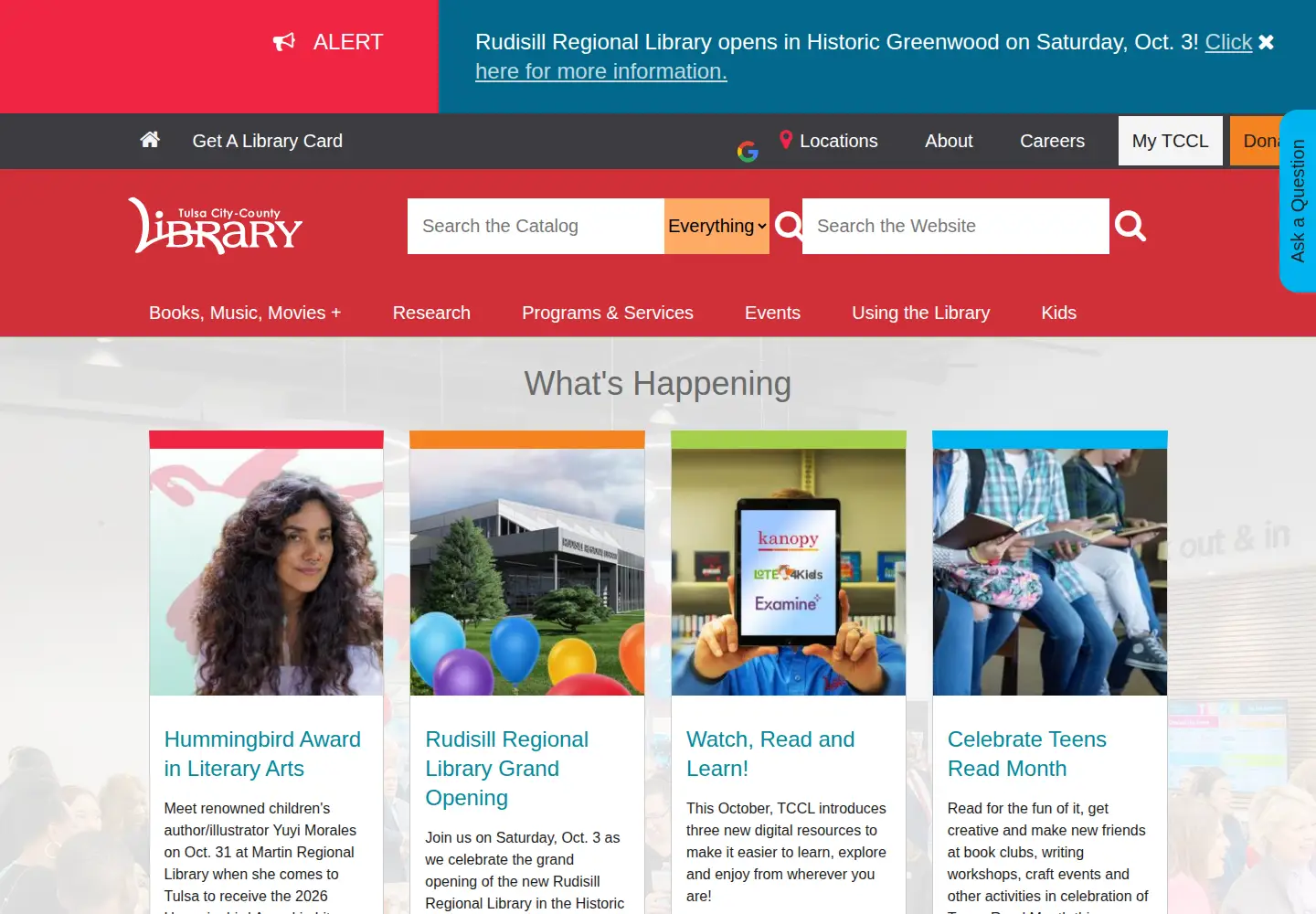 Screenshot of tulsalibrary.org